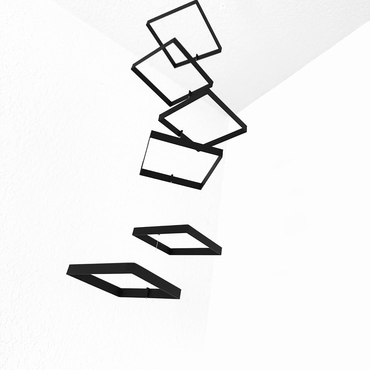 Elegant Minimalist Hanging Mobile with 6 Black Squares