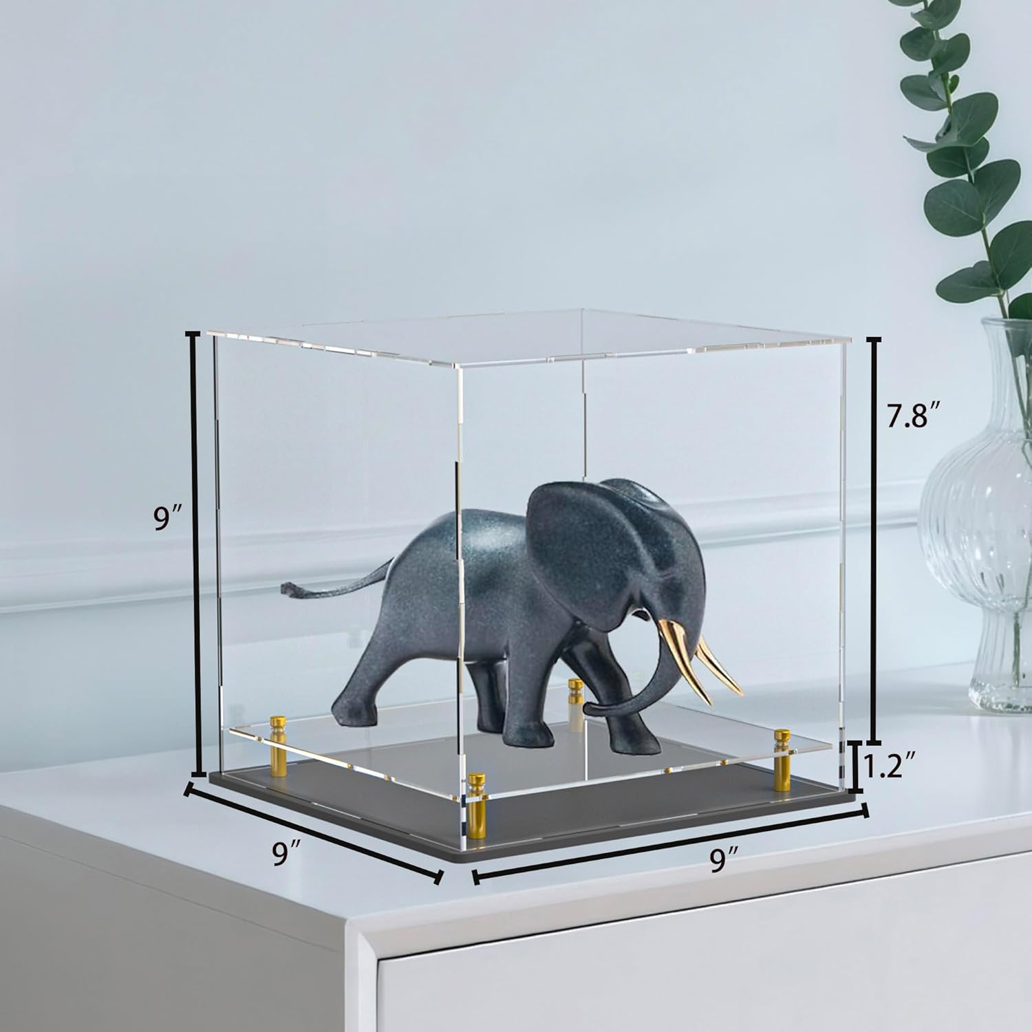 UoYeet Acrylic Display Case with Floating Shelf and Thick Base