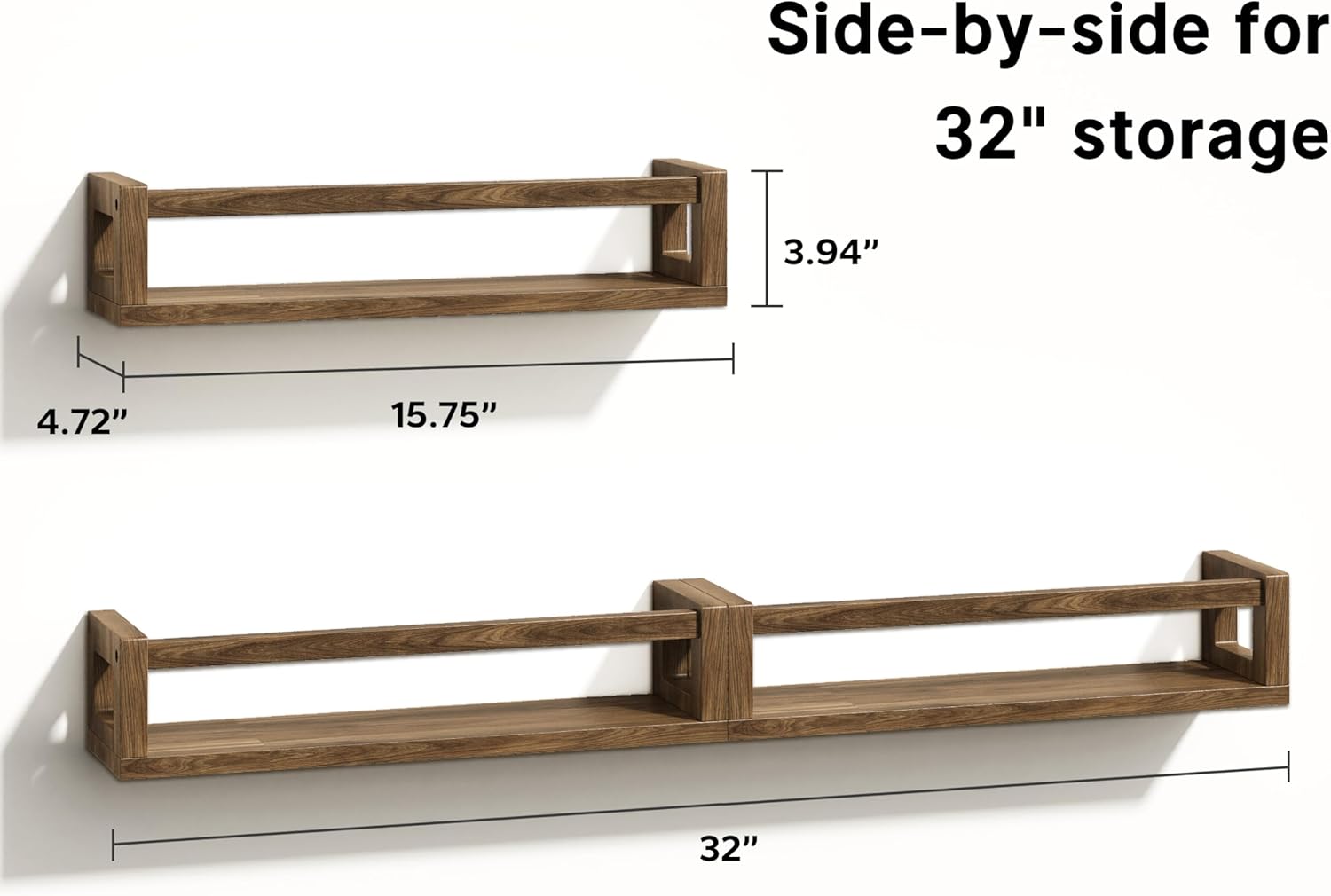 TidyCorner Thick Floating Shelves Walnut Brown