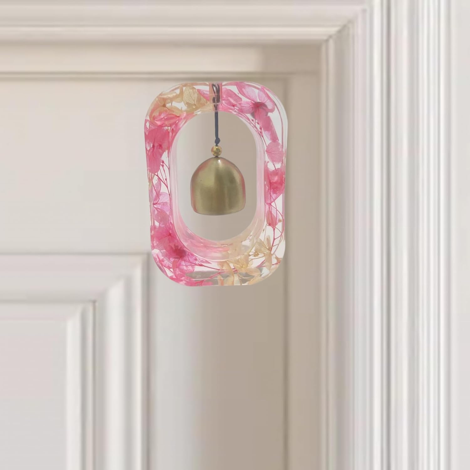Handmade Dried Flower Resin Door Bell with Magnetic Attachment