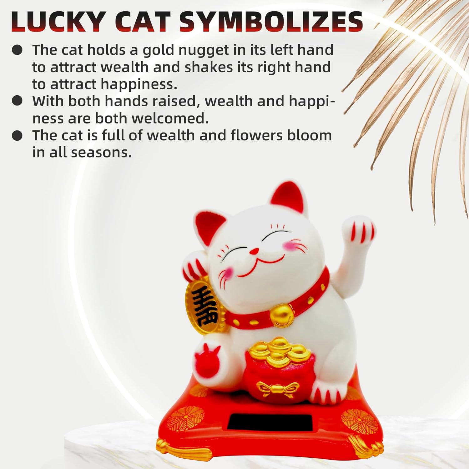 KOXXUD Lucky Cat Waving Arm Statue 295 Inch White 1PCS