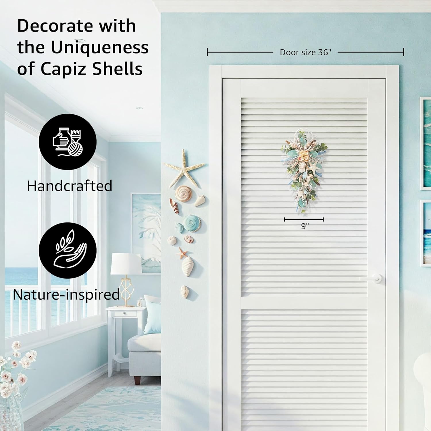 25 Inch Coastal Teardrop Summer Swag - Handcrafted Decor