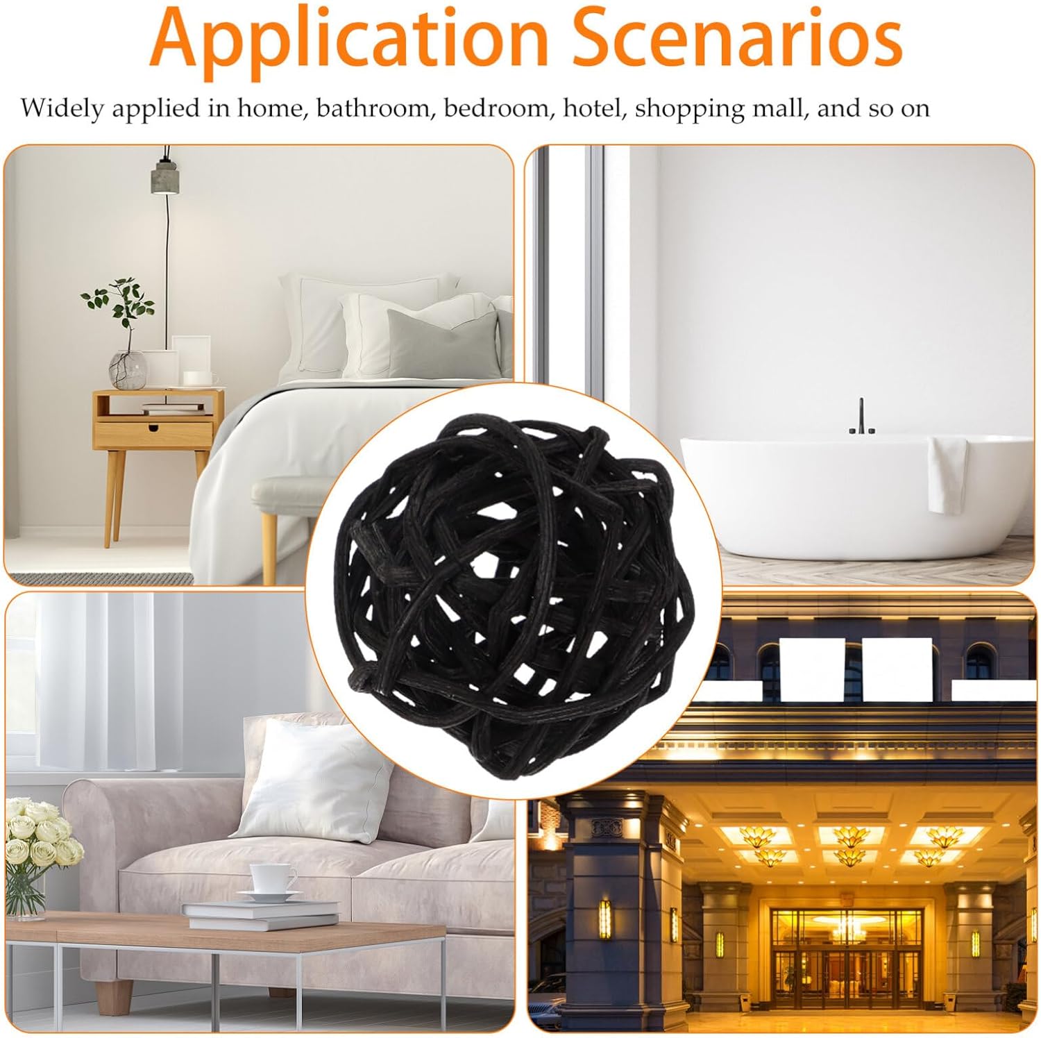 HOMSFOU 20pcs Handmade Rattan Balls for Aromatherapy Decor