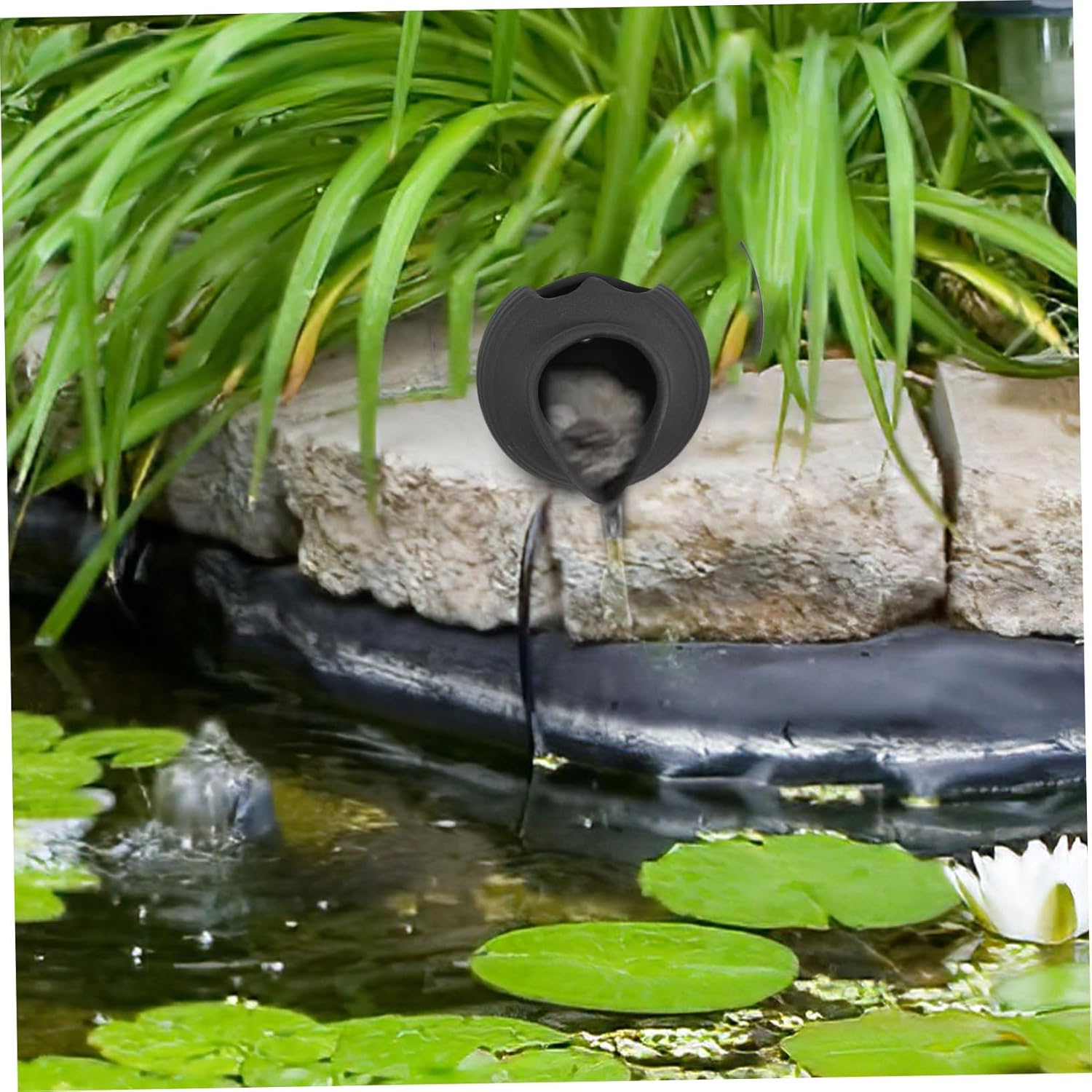 Amosfun Ceramic Fountain Jar Water Circulation Decorative Waterfall Jar for Indoor Outdoor Use