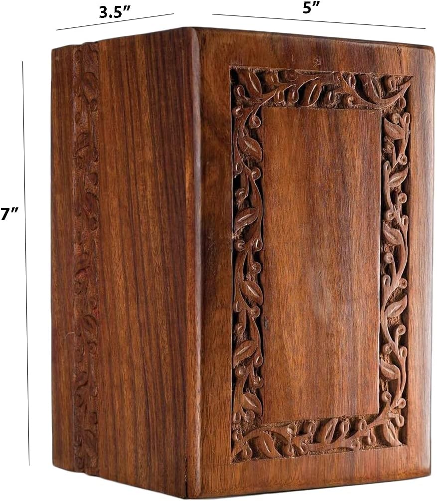 Handmade Wooden Urn Box for Pet and Human Ashes 75x5 Inch