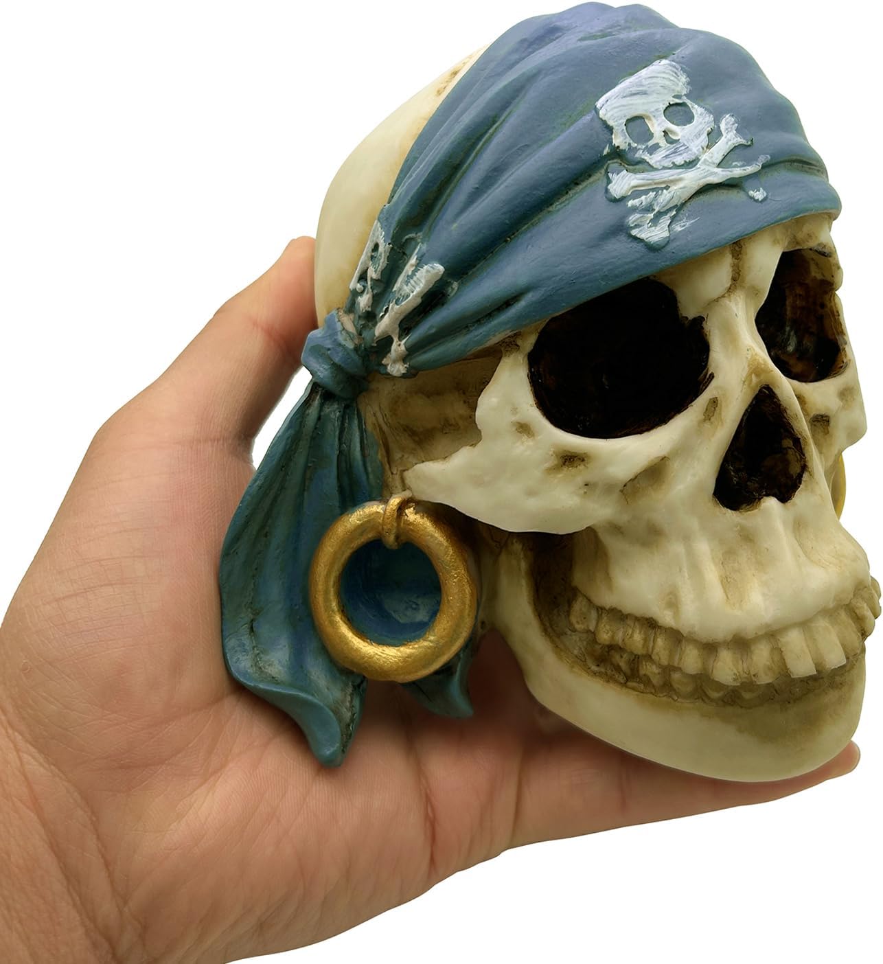 Pirate Style Human Skull Decor Resin Statue