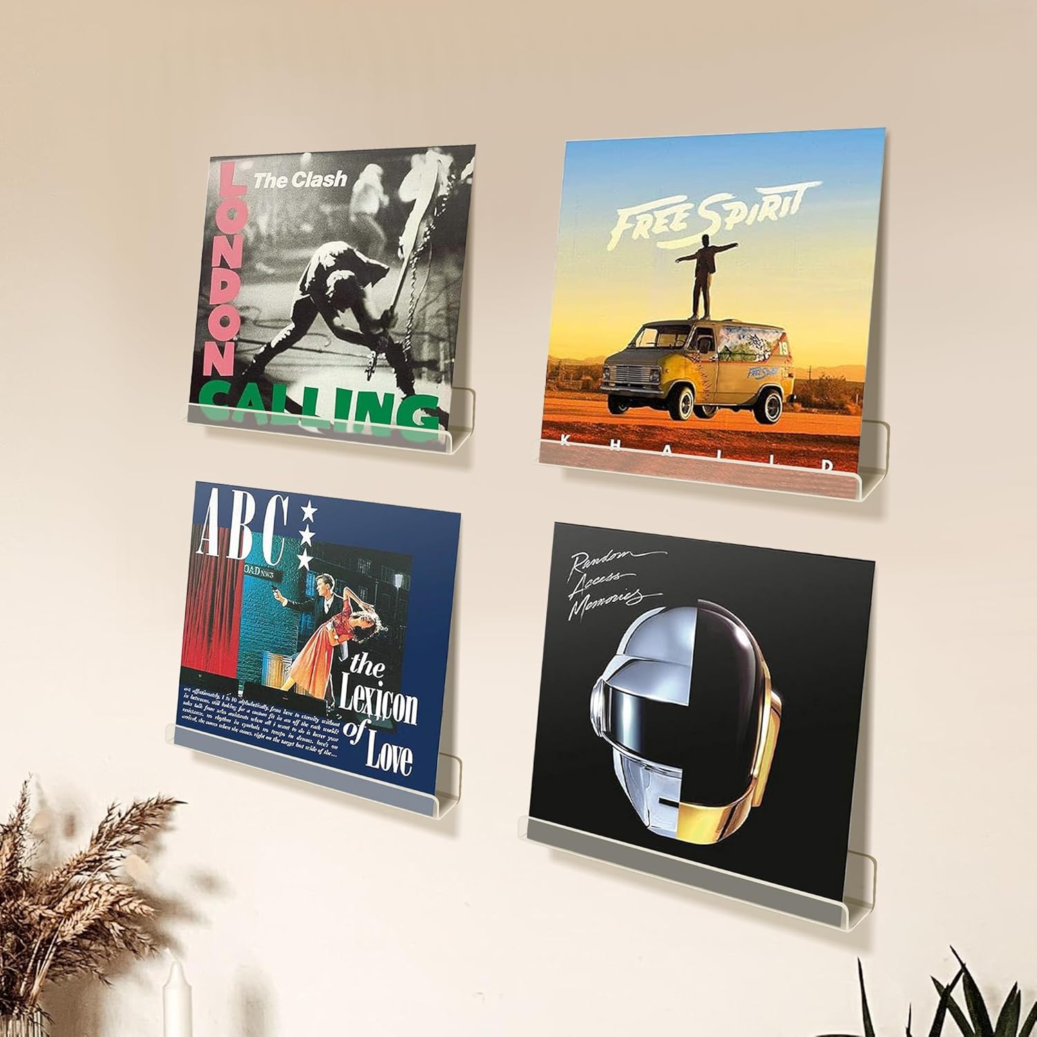 Upsimples 8 Pack Vinyl Record Wall Shelves Clear Acrylic Floating Display for Album Storage