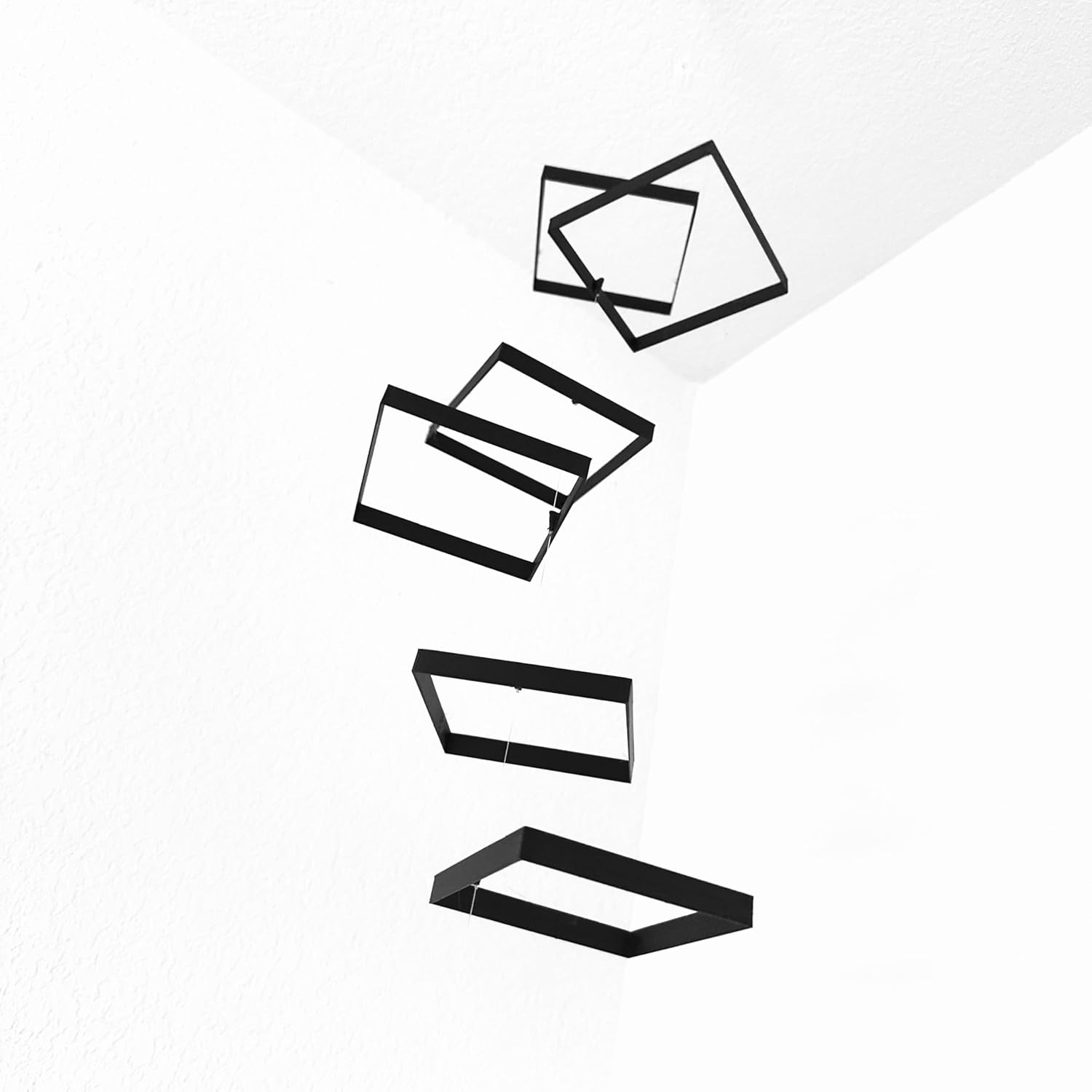 Elegant Minimalist Hanging Mobile with 6 Black Squares