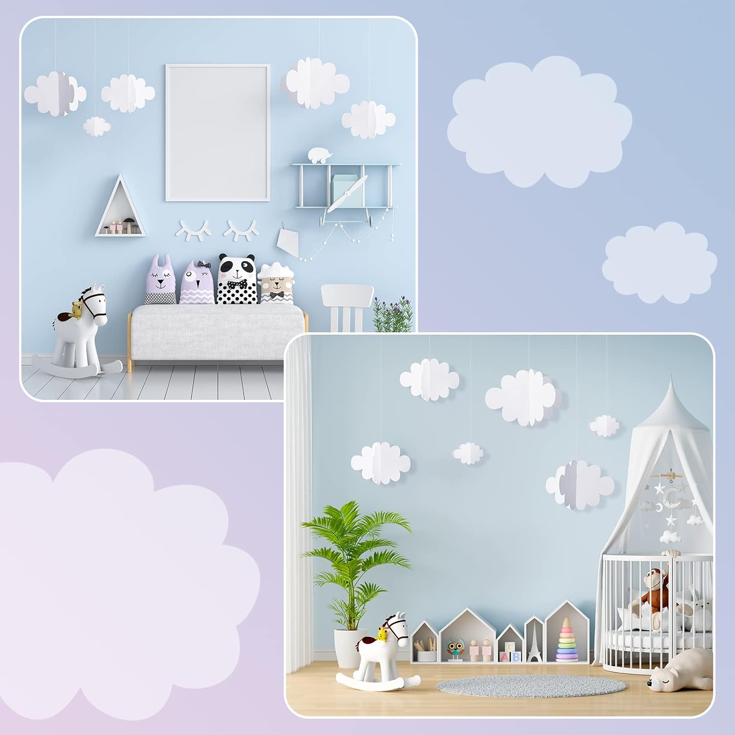 8 Pcs 3D Cloud Ceiling Hanging Decorations for Birthday Wedding Baby Shower Classroom