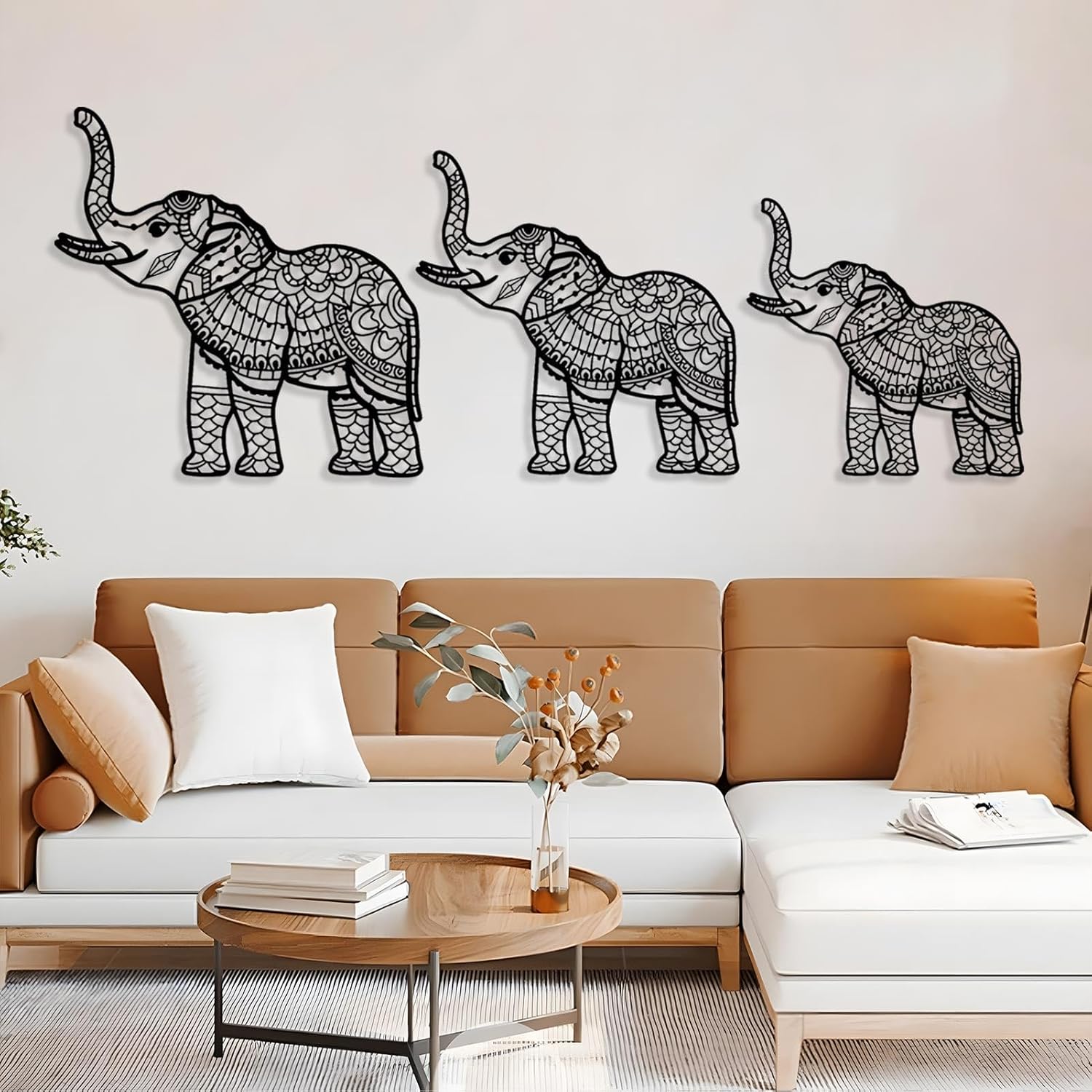Cadeali Elephant Metal Wall Art Set of 3 1