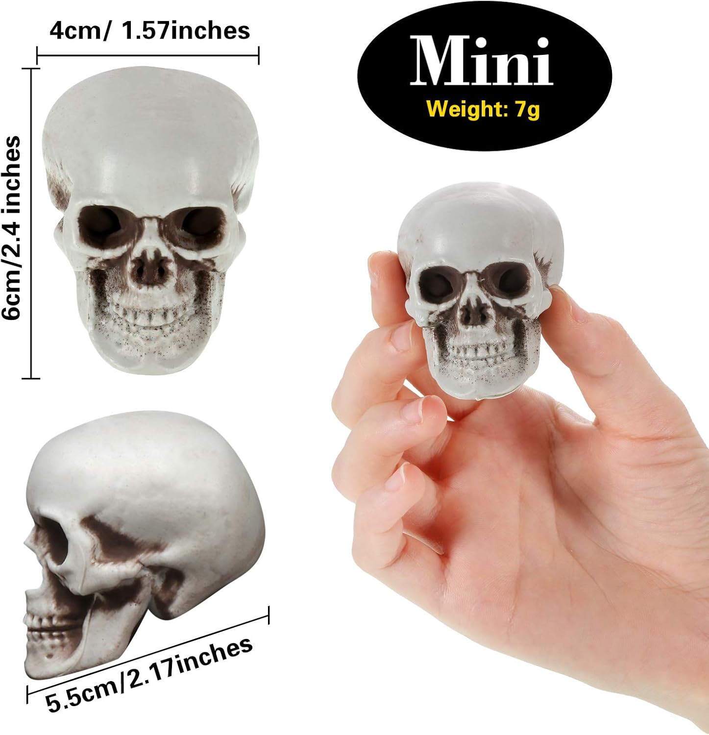 Gejoy 20 Pcs Halloween Mini Skulls Set for Home Decor