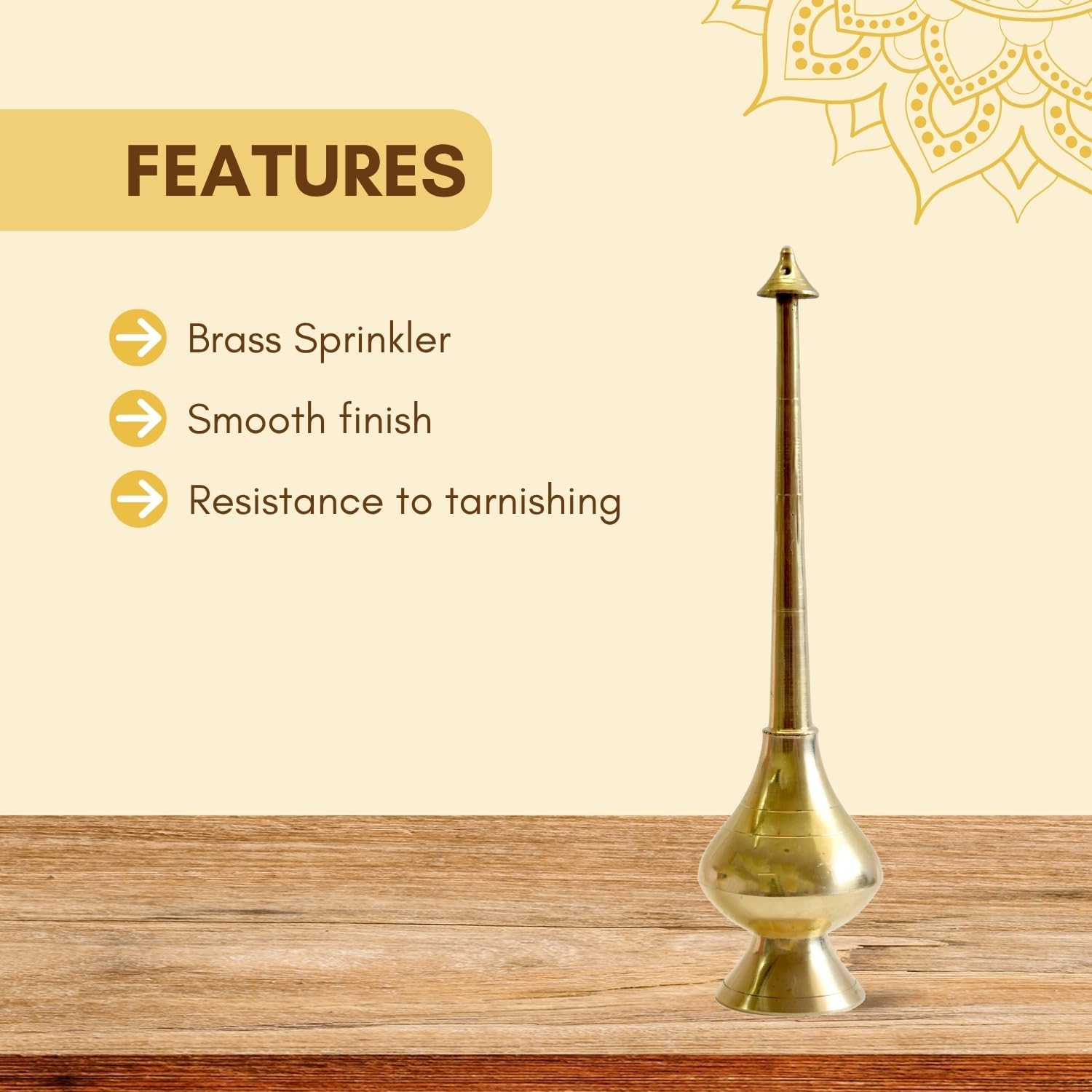 Vedic Charya Brass Sprinkler Bottle - 11 Inch Pooja Use