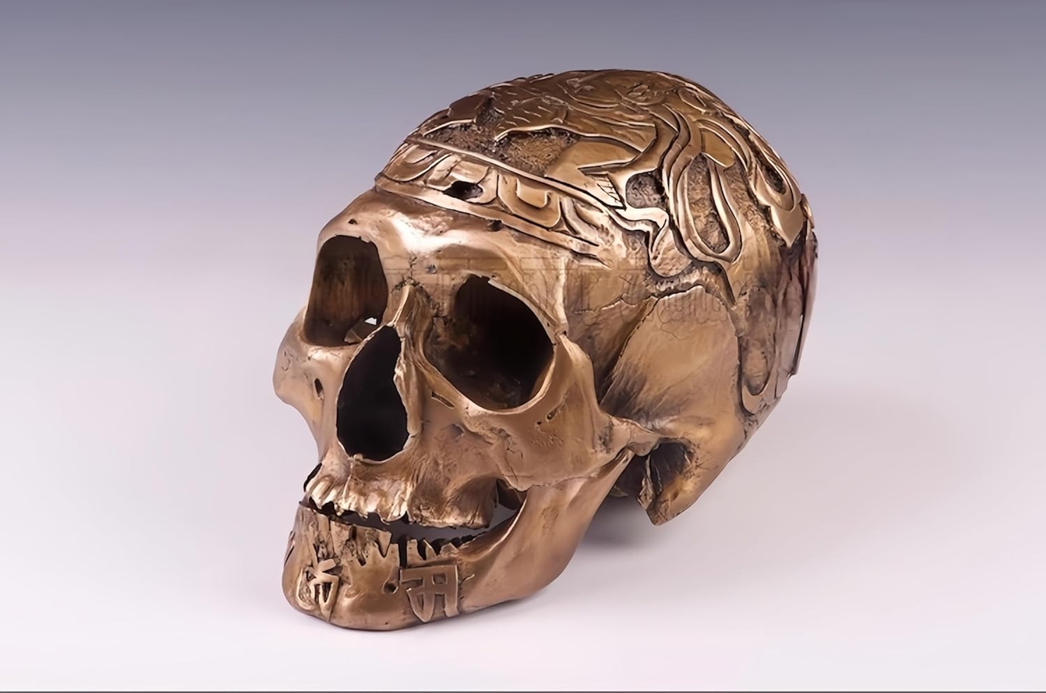FENGSHUI-CAISHEN Brass Skull Head Sculptures - Unique Halloween Decor for Home and Office