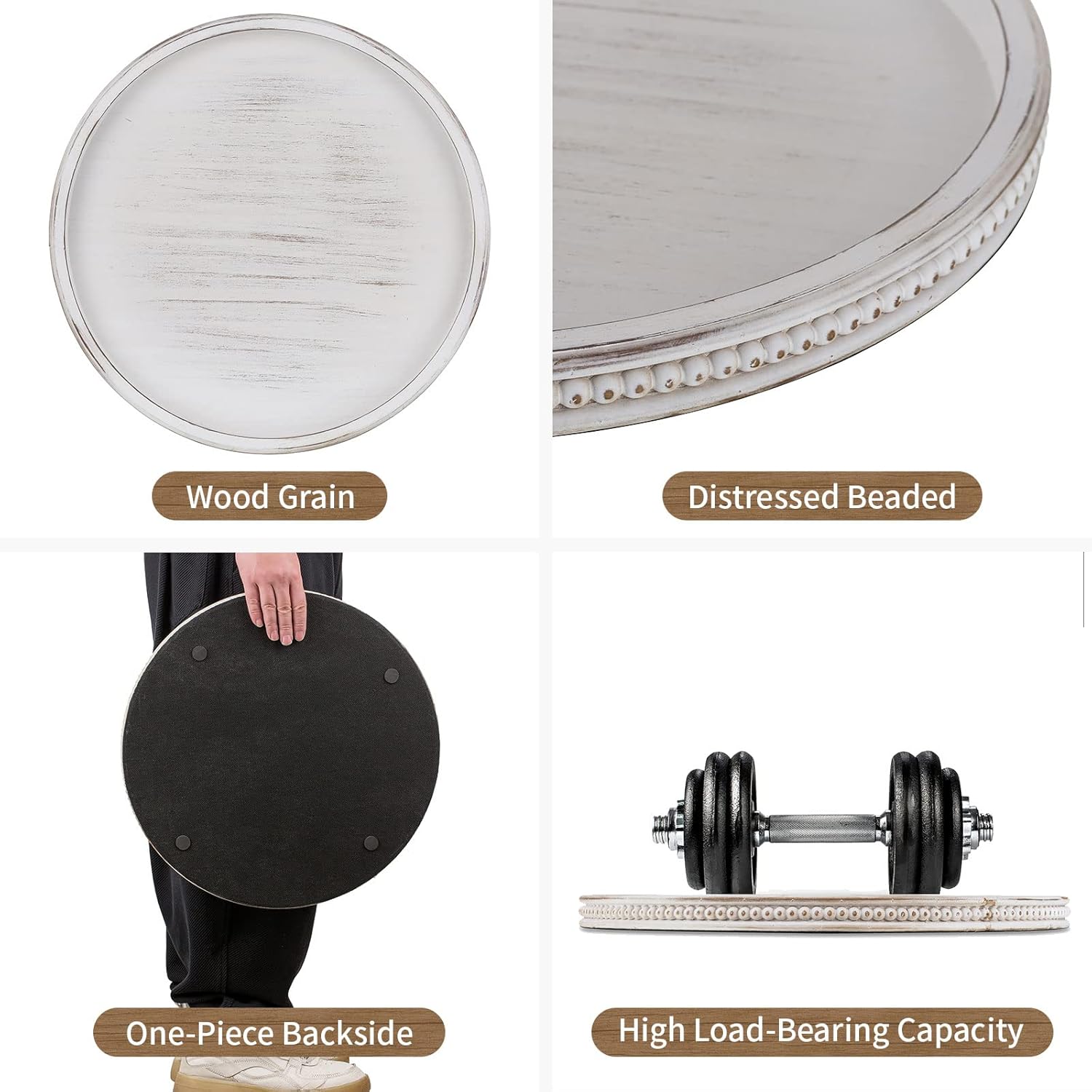 Hanobe Large Round Decorative Tray for Home