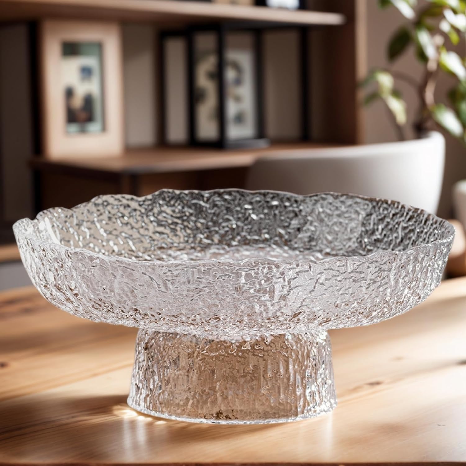 FESTLOVE 10 Inch Clear Glass Fruit Bowl for Home Decor