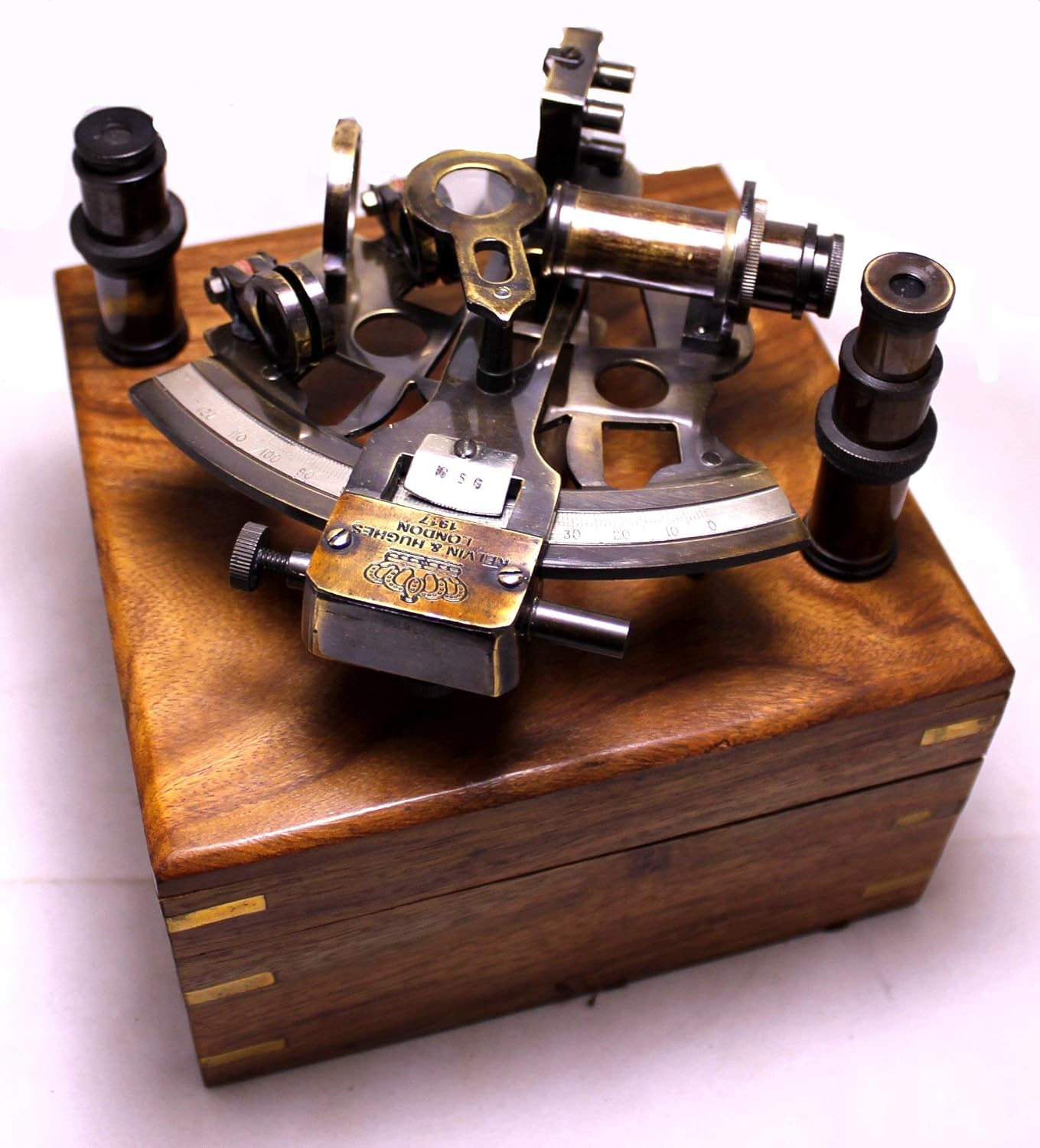 5 Inch Bronze Astrolabe Sextant with Wooden Box