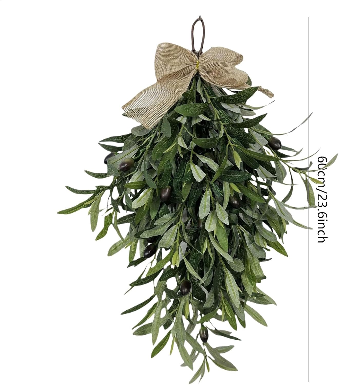 Olive Teardrop Swag Wreath Pendant 236 Inch Front Door Hanger Decor