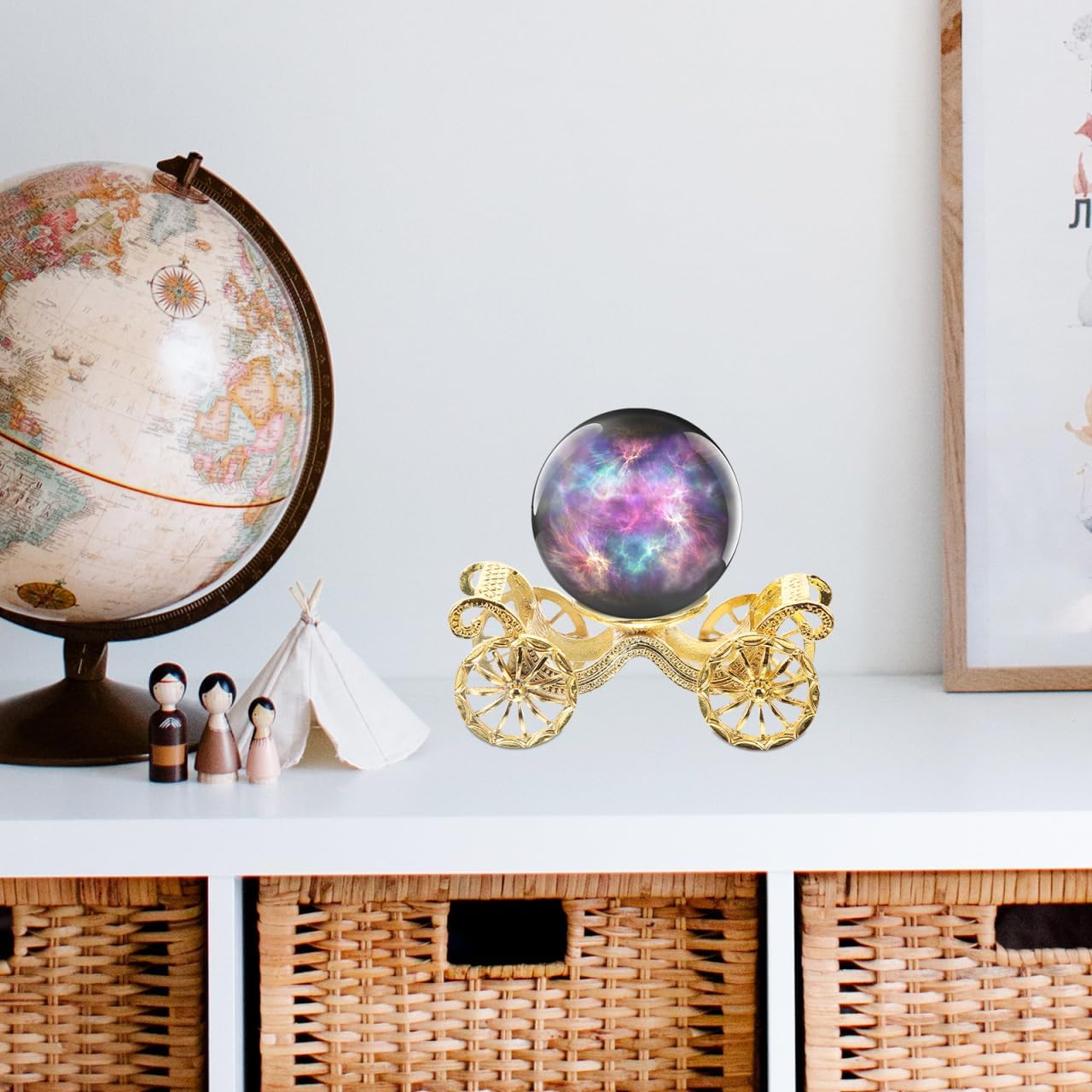 Wakauto Crystal Ball Holder Metal Vintage Display Stand