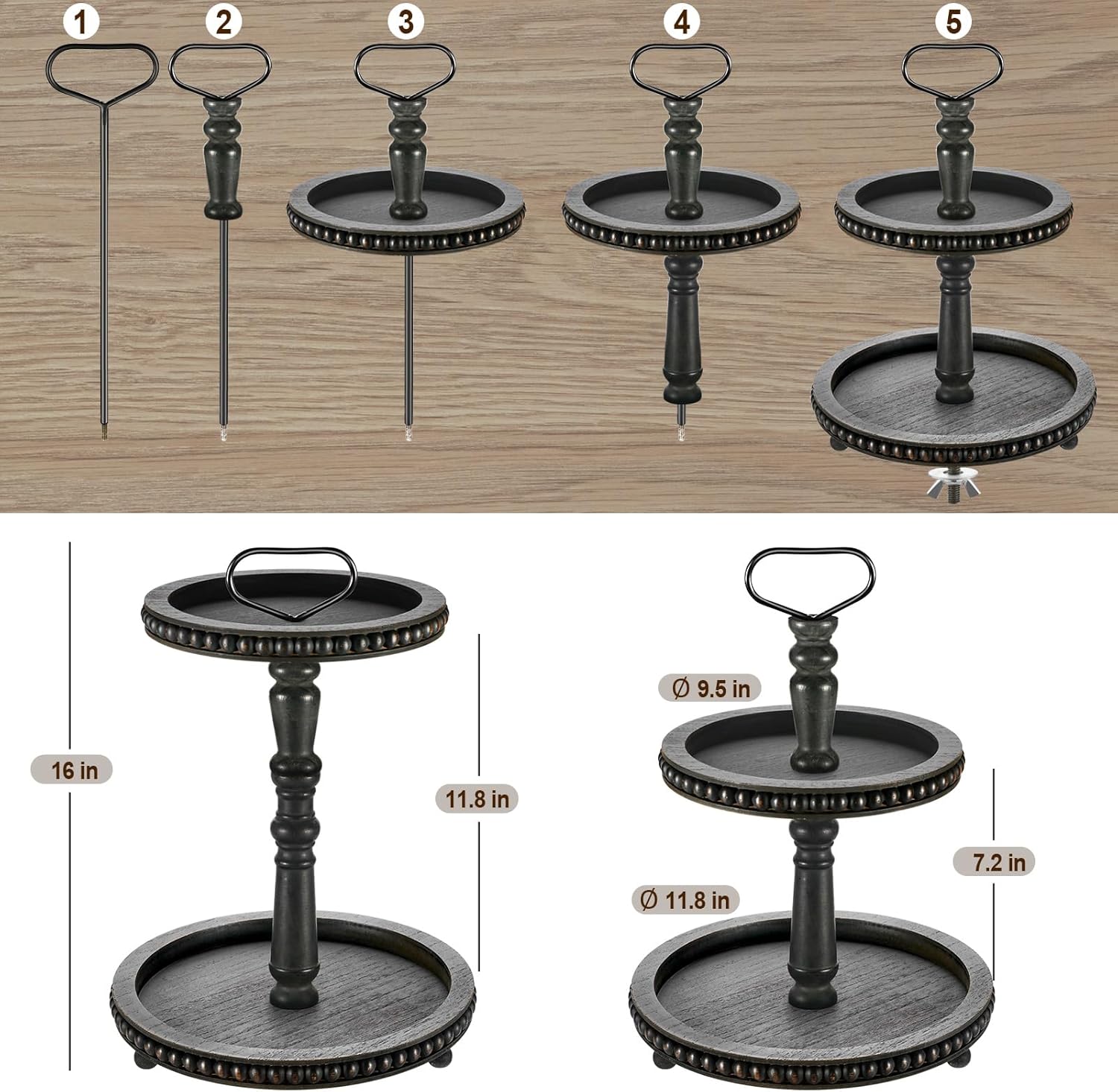 Handmade Two Tiered Decorative Tray Stand