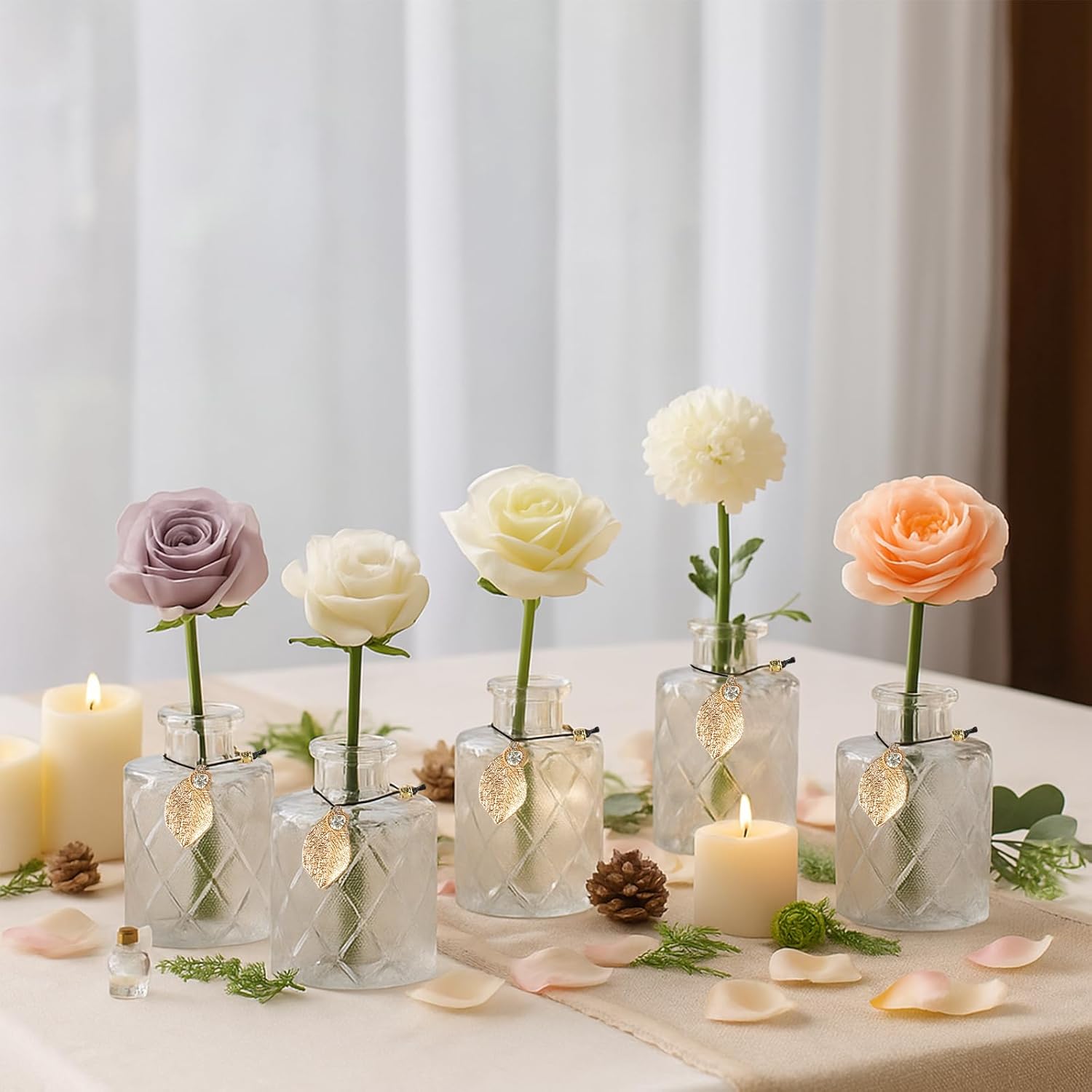 Vintage Glass Diffusers Set of 6 with 40PCS Sticks