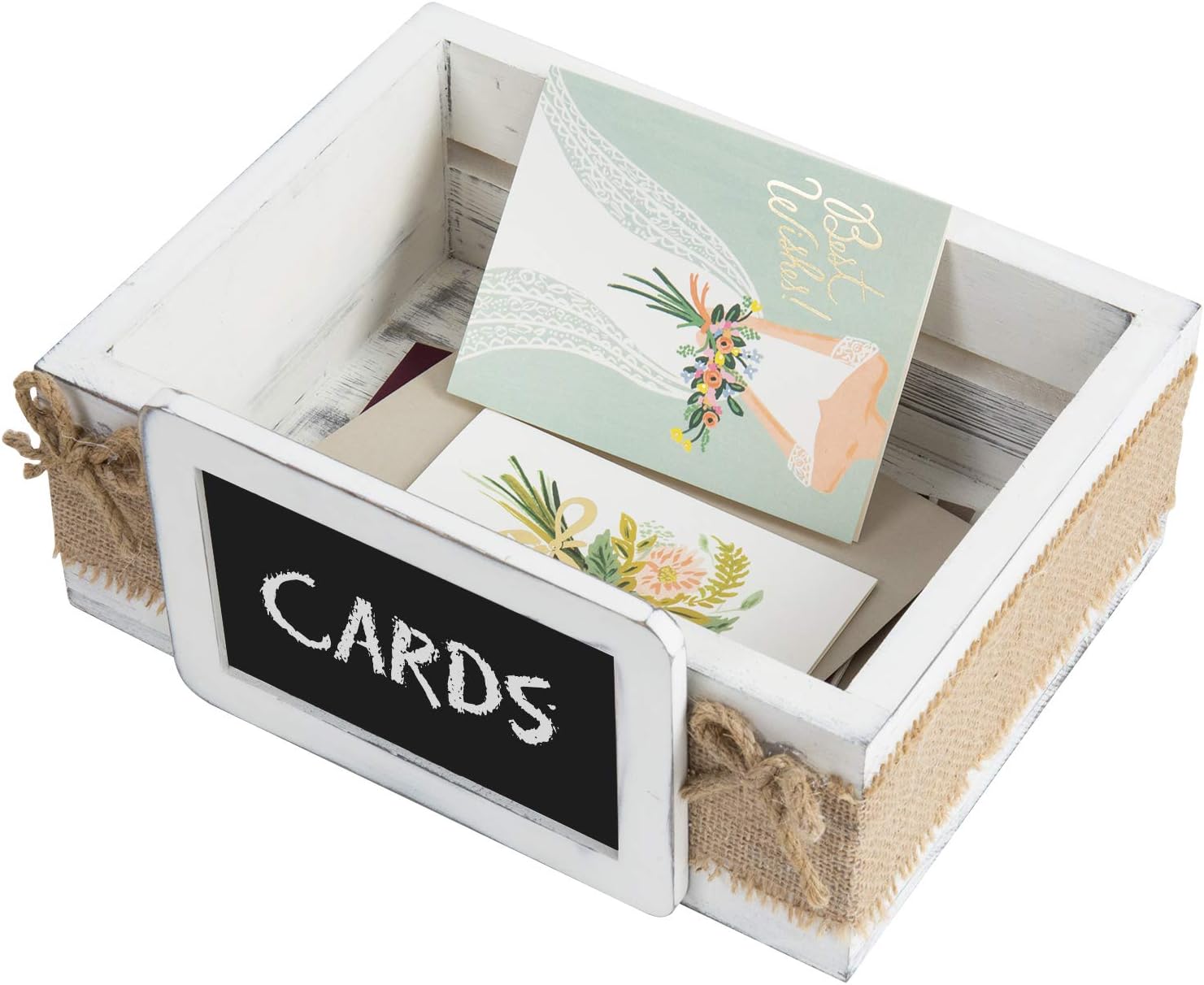 MyGift Vintage White Wood Decorative Gift Box 1