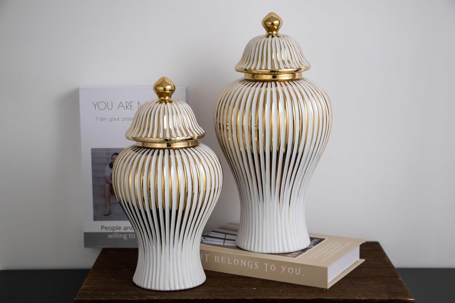 White Ceramic Ginger Jar with Lid Storage Jar
