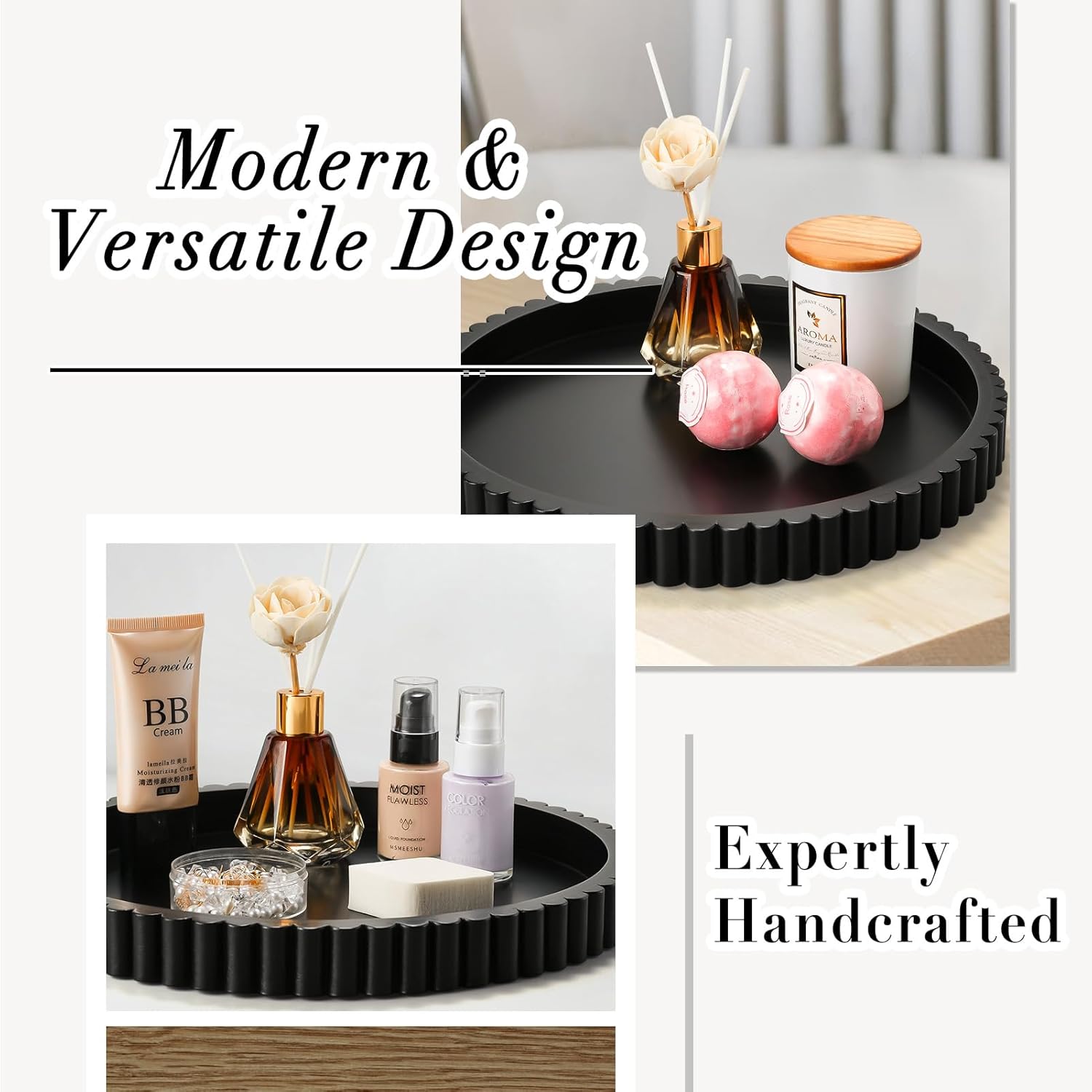 Handmade 12 Inch Decorative Tray for Coffee Table and Home Decor