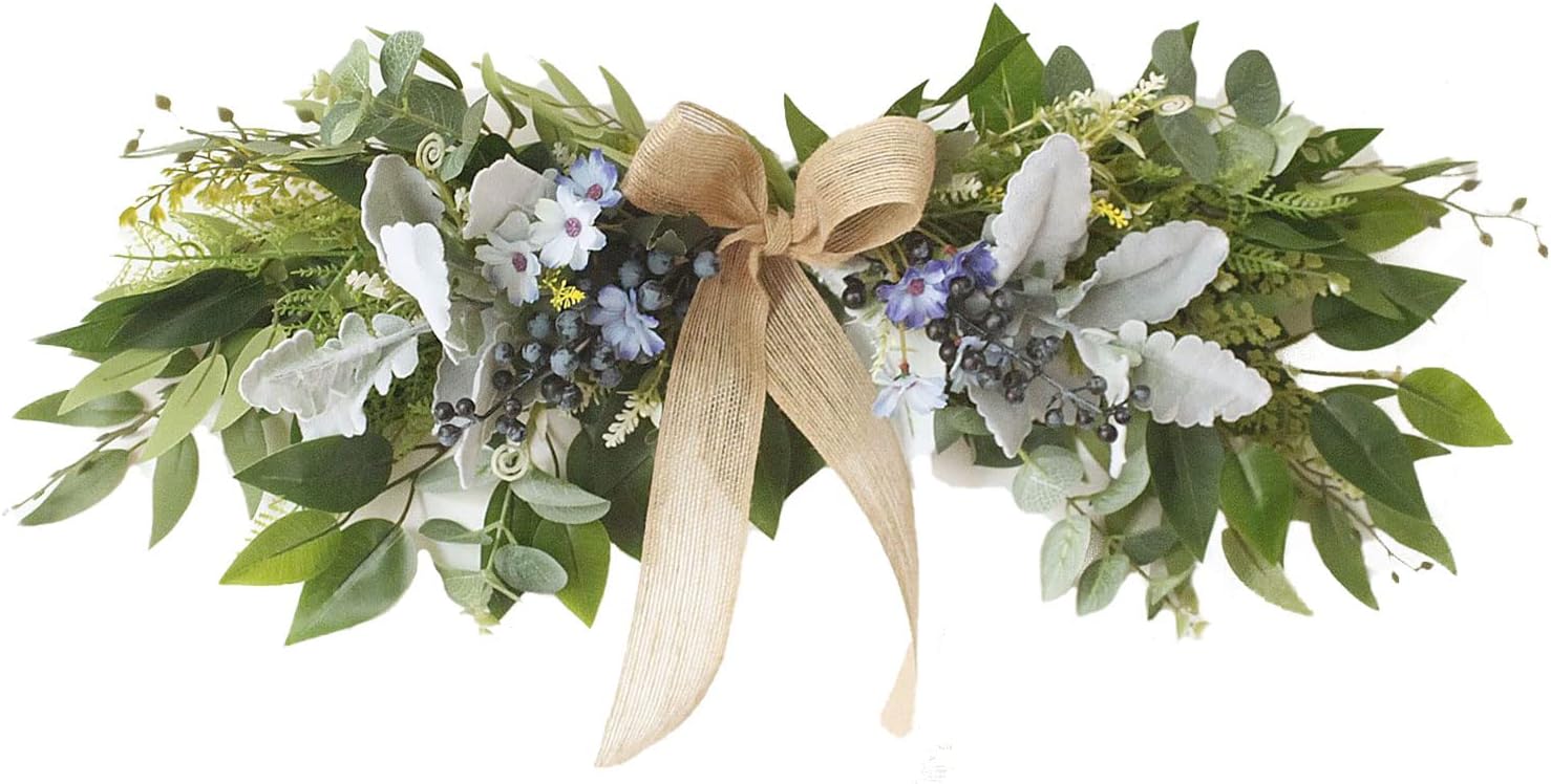 Artificial Eucalyptus Swag with Daisy Flowers 256in Decor