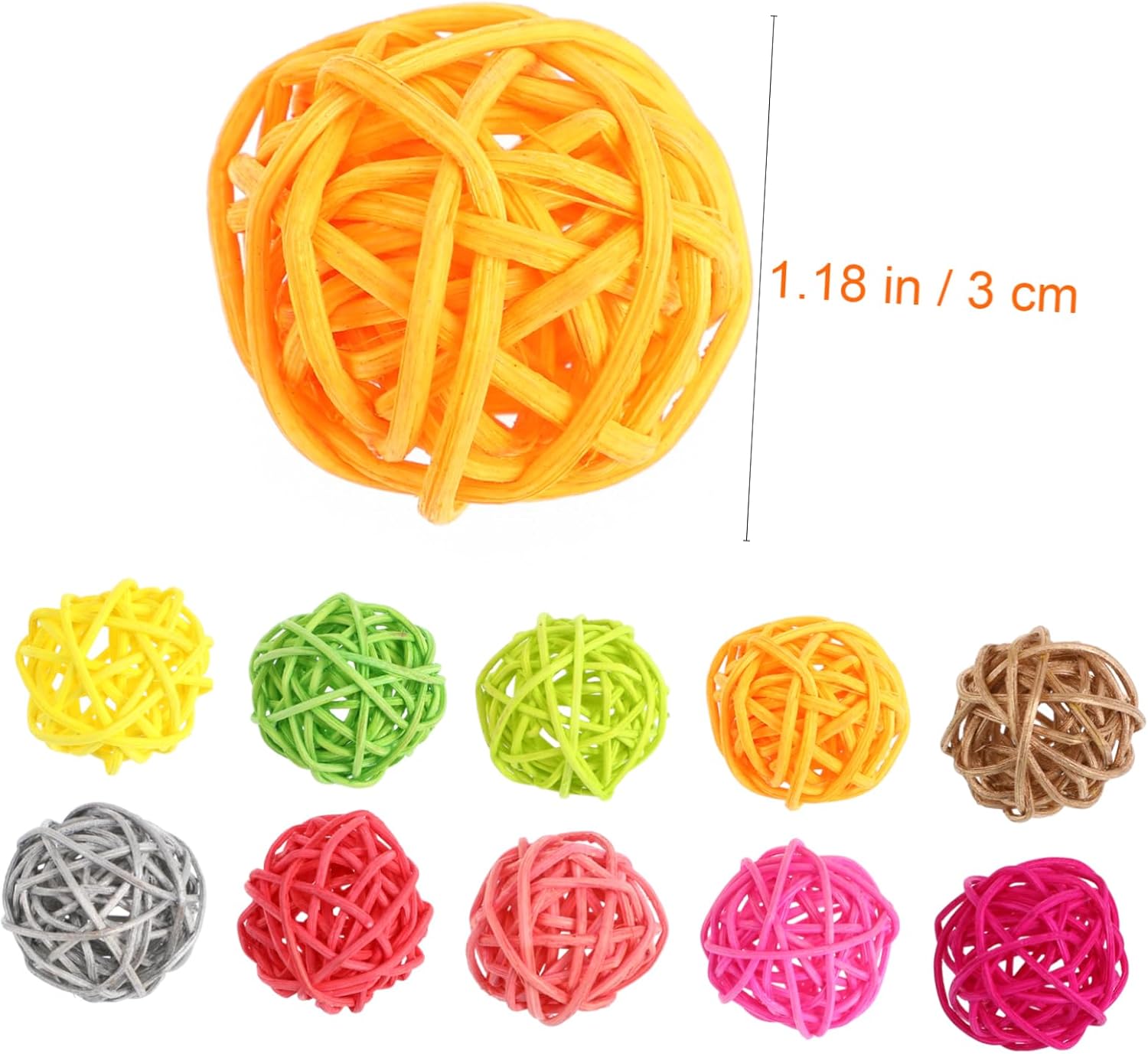 100pcs Colorful Rattan Decorative Balls for Christmas Party Wedding Home and Nursery Decor