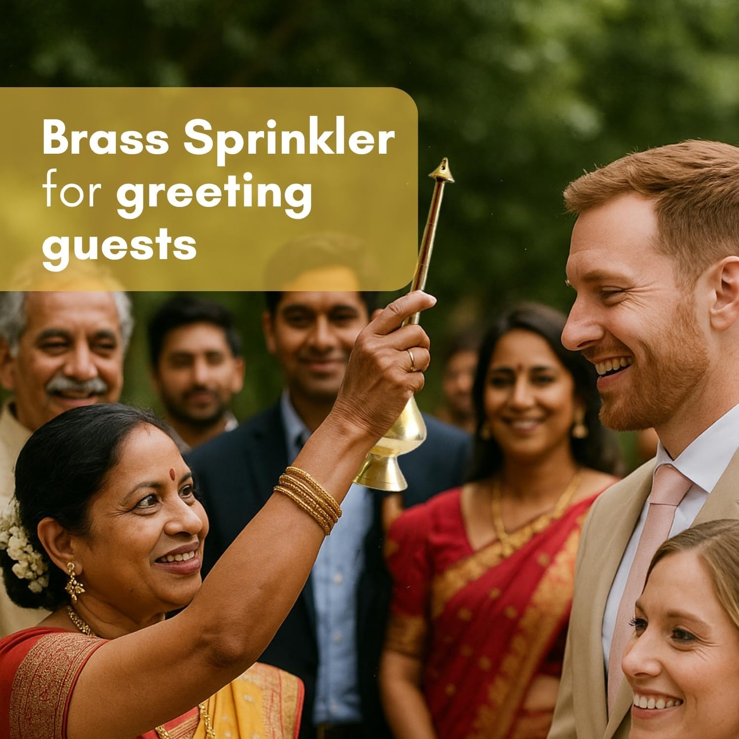 Vedic Charya Brass Sprinkler Bottle - 11 Inch Pooja Use