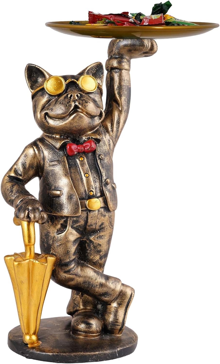 Basant Craft Cool Dog Sculpture with Plate for Home Decor