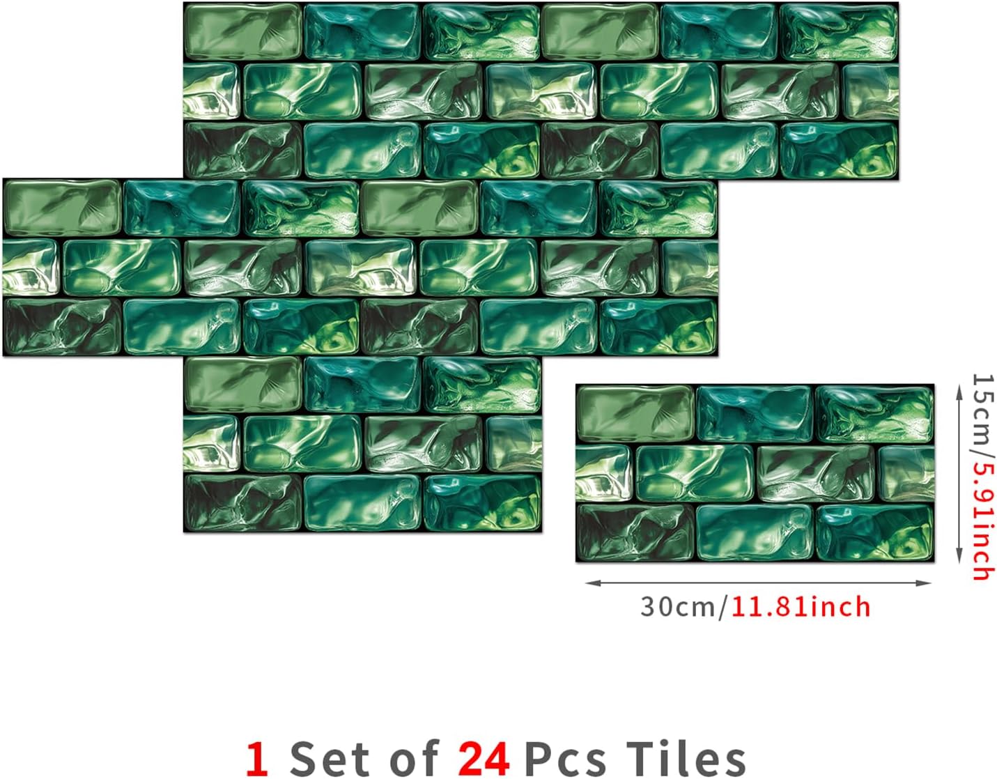 TUOKING 24-Pack Waterproof PVC Wall Stickers for Kitchen and Bathroom