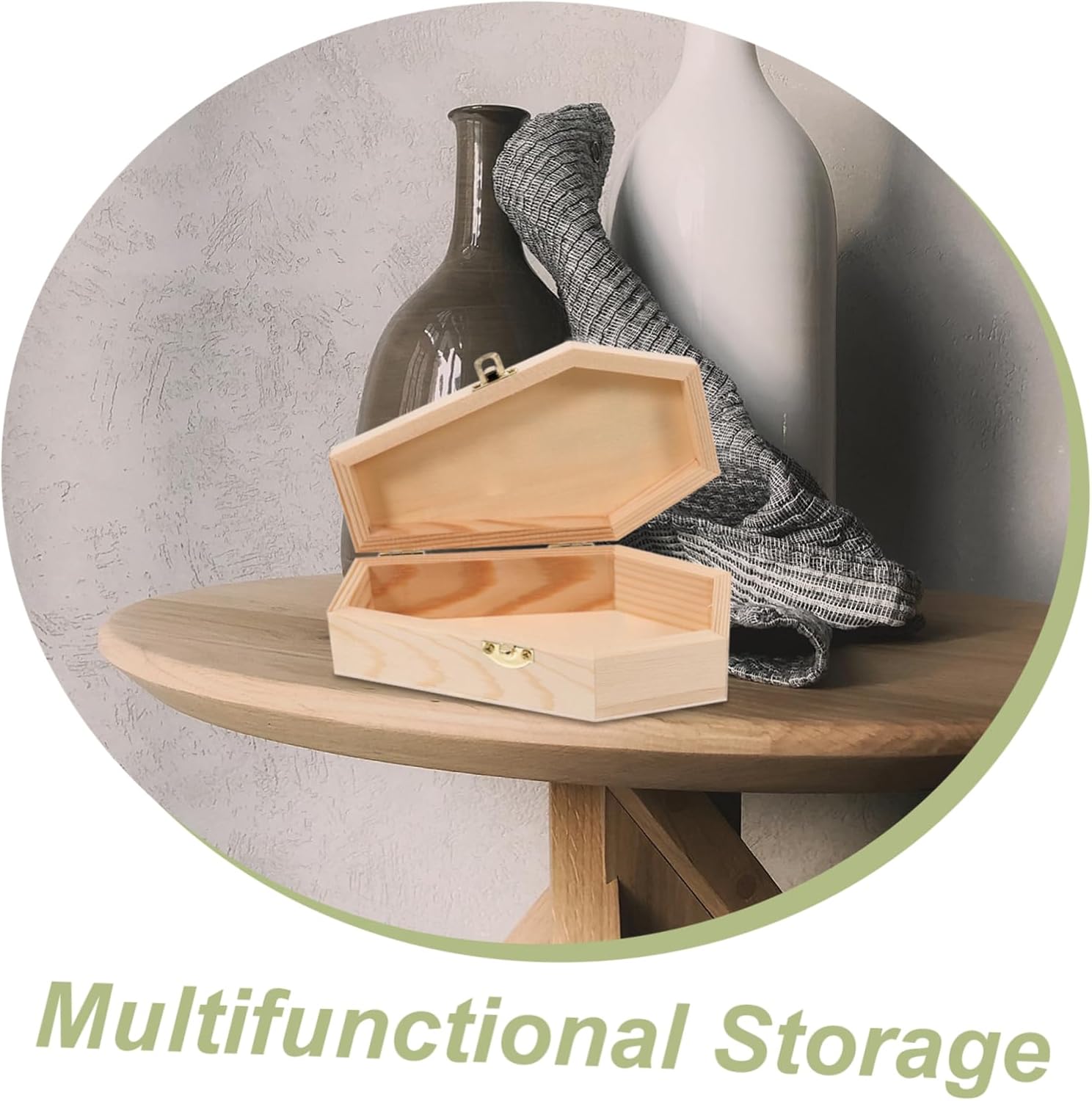 Amosfun Small Wooden Coffin Jewelry Organizer with Unique Lid