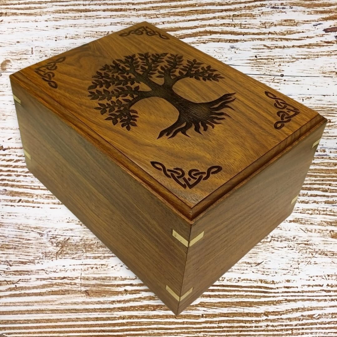 Wooden Urn for Human Ashes - Tree of Life Handcrafted Cremation Urn