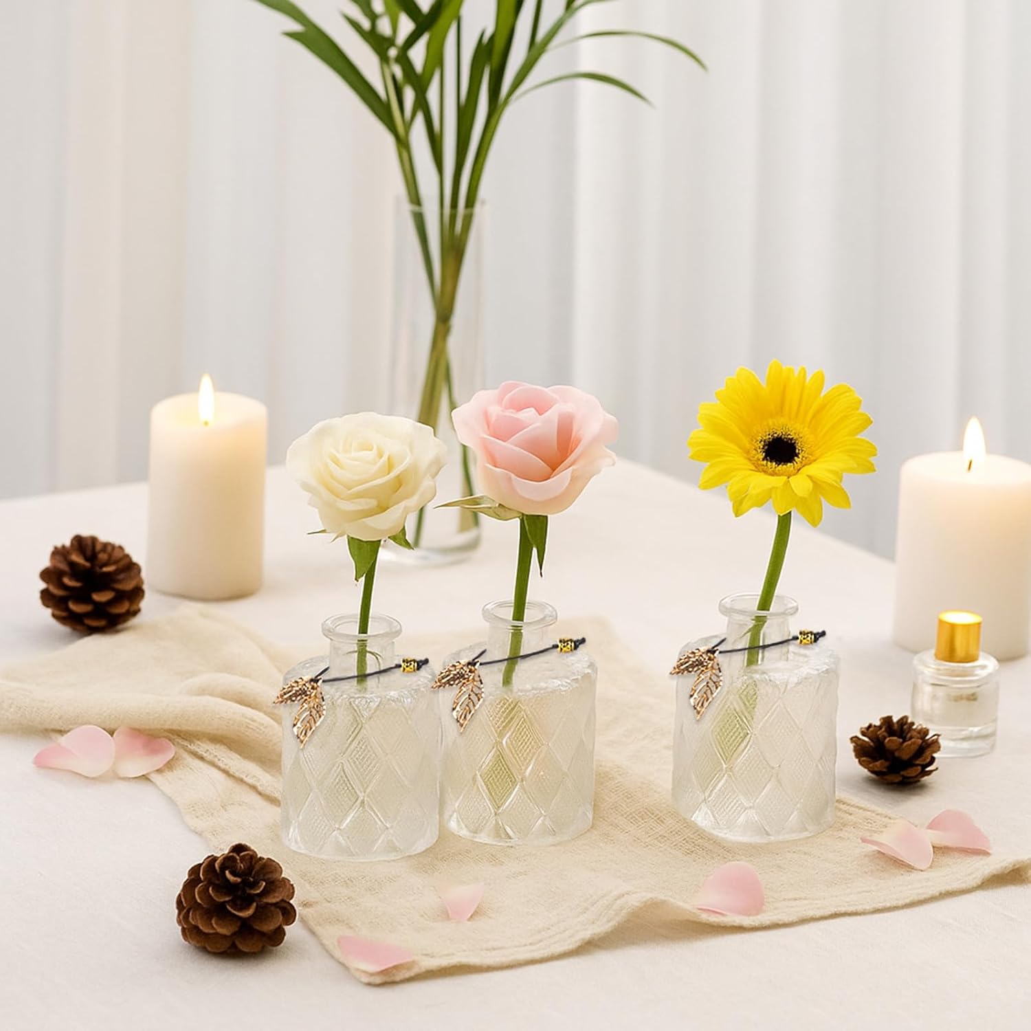 Glass Reed Diffusers Bottles Set of 3 with 20 Sticks