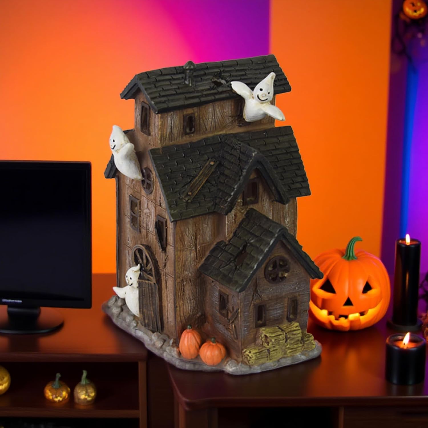 Halloween Village Haunted House with LED Lights
