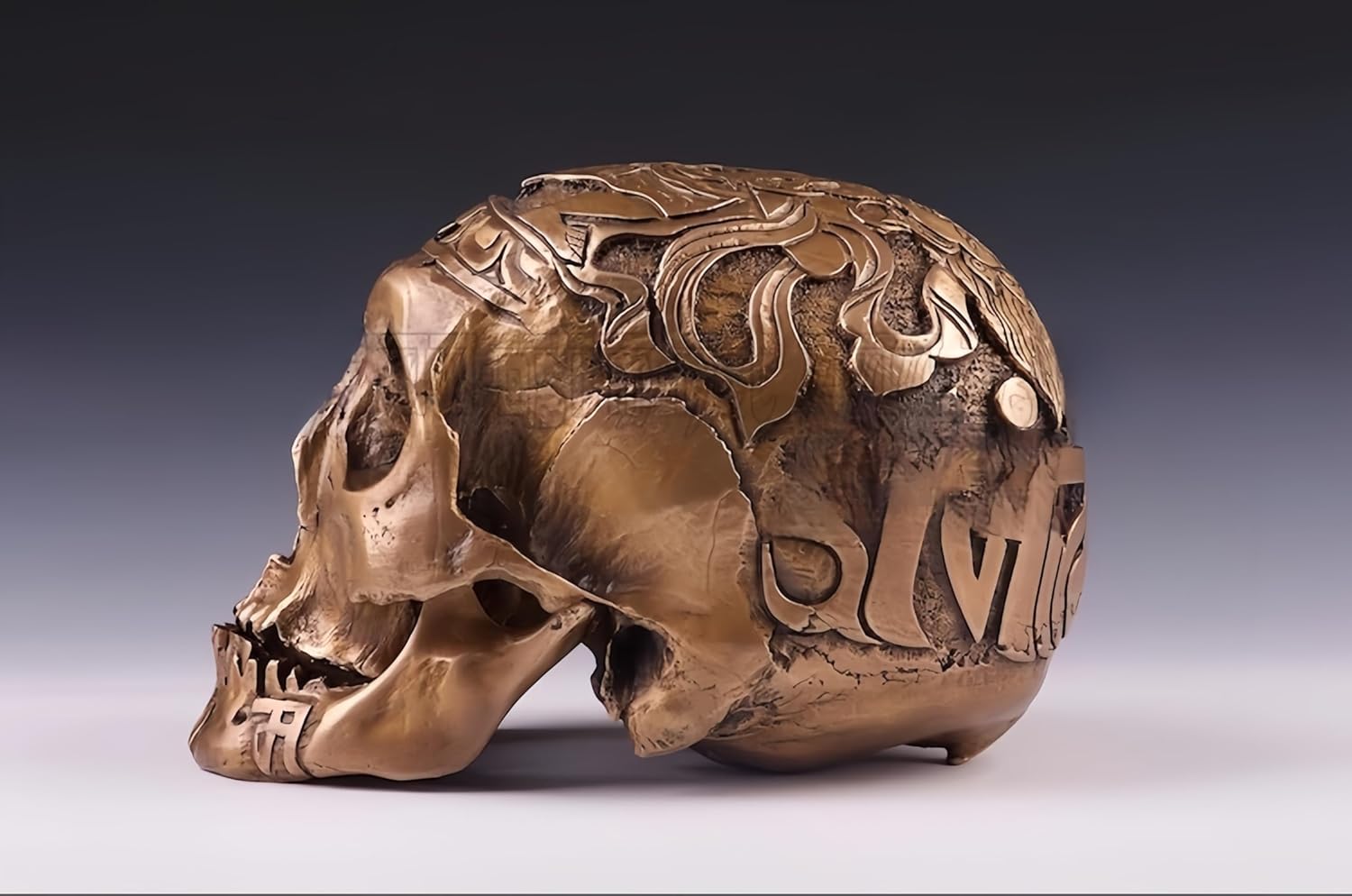 FENGSHUI-CAISHEN Brass Skull Head Sculptures - Unique Halloween Decor for Home and Office