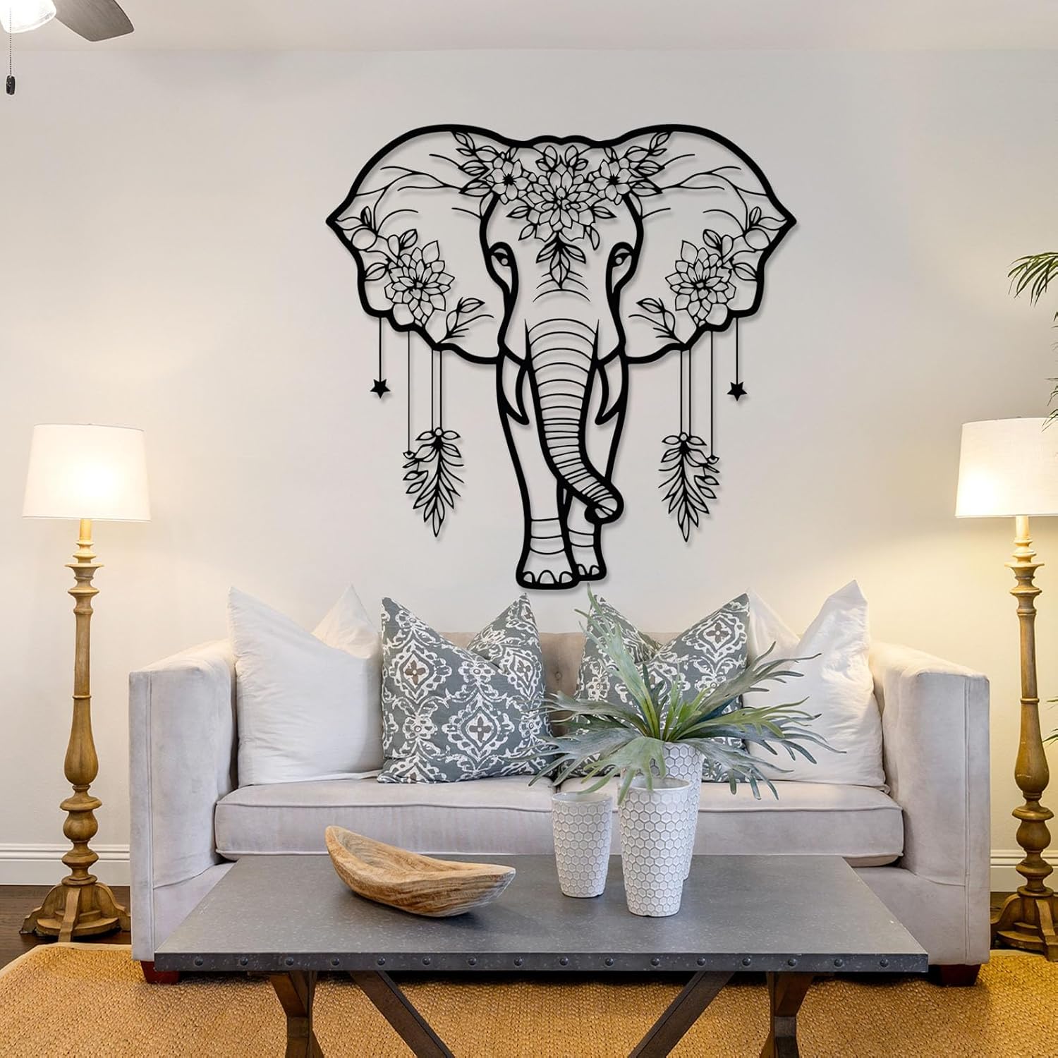Gasijet Gold Metal Elephant Wall Art 24x23 Sculpture