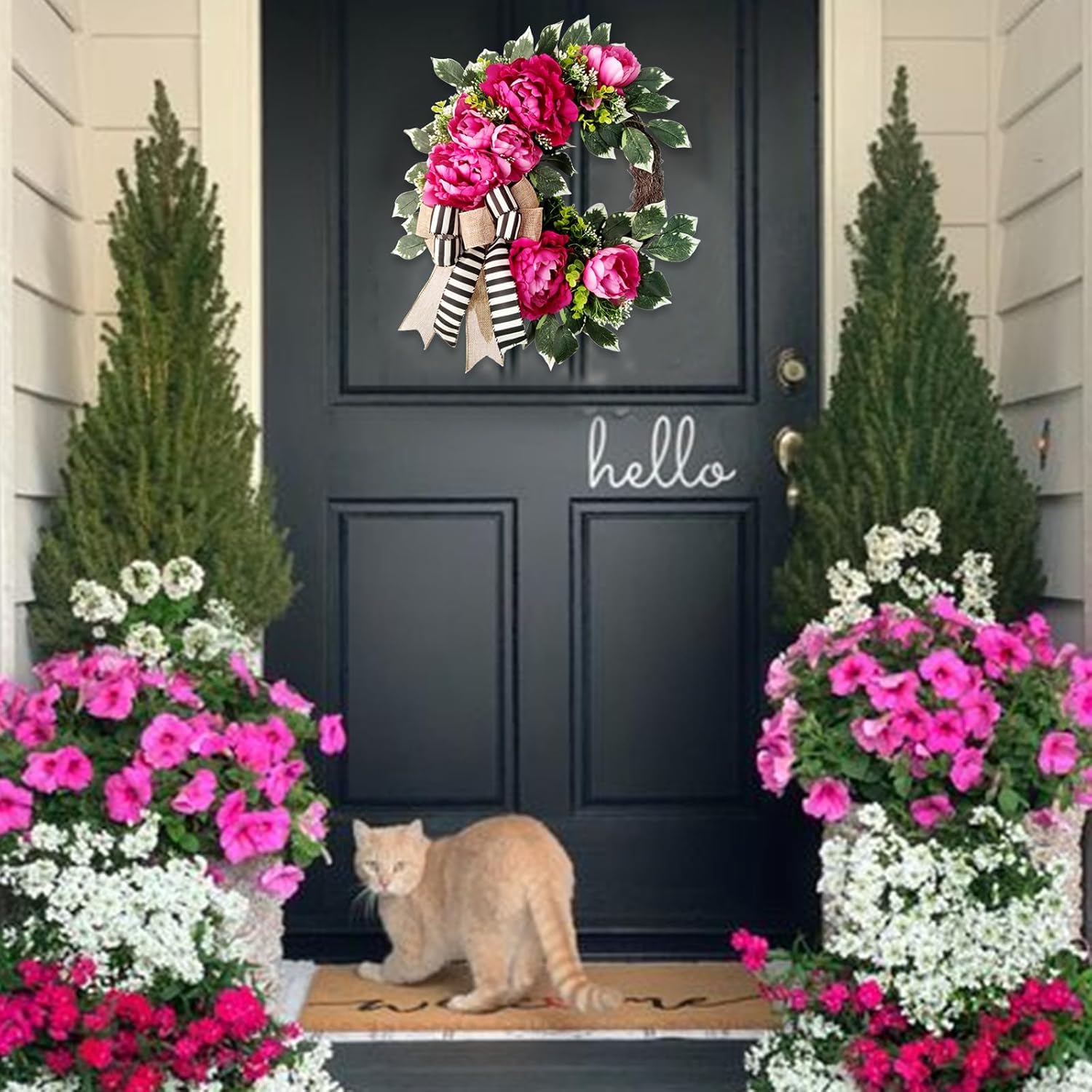 Hot Pink Peony Wreath for Front Door