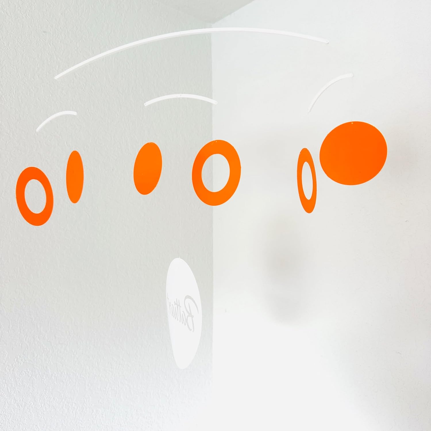 Minimalist Hanging Mobile with 3 Solid Circles and 3 Ring-Shaped Circles