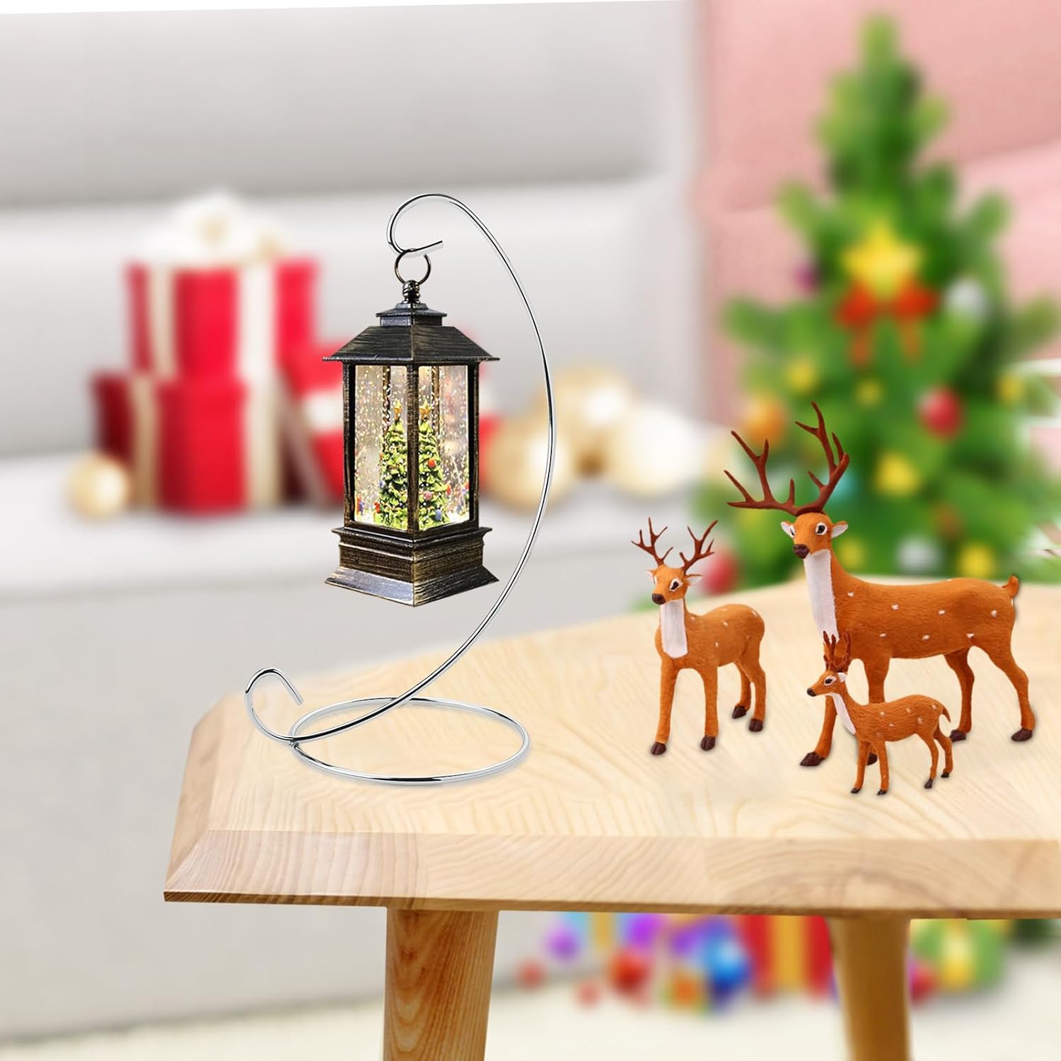 Abom 3 Pack 9in Ornament Display Stand with Silver Iron Hanging Hook for Home Decor and Party Use