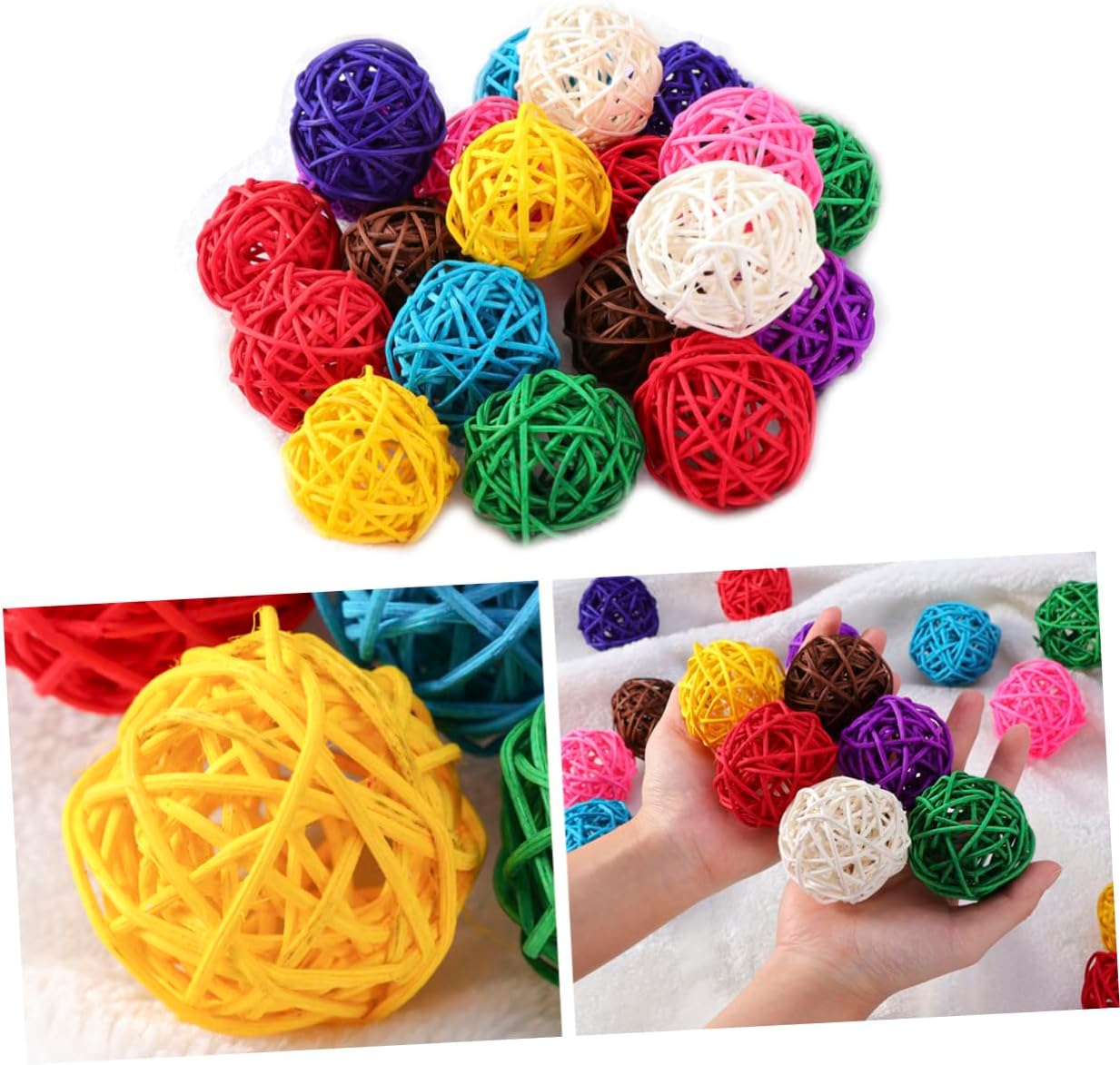 10pcs Assorted Rattan Decorative Balls for Home Decor and Party Use