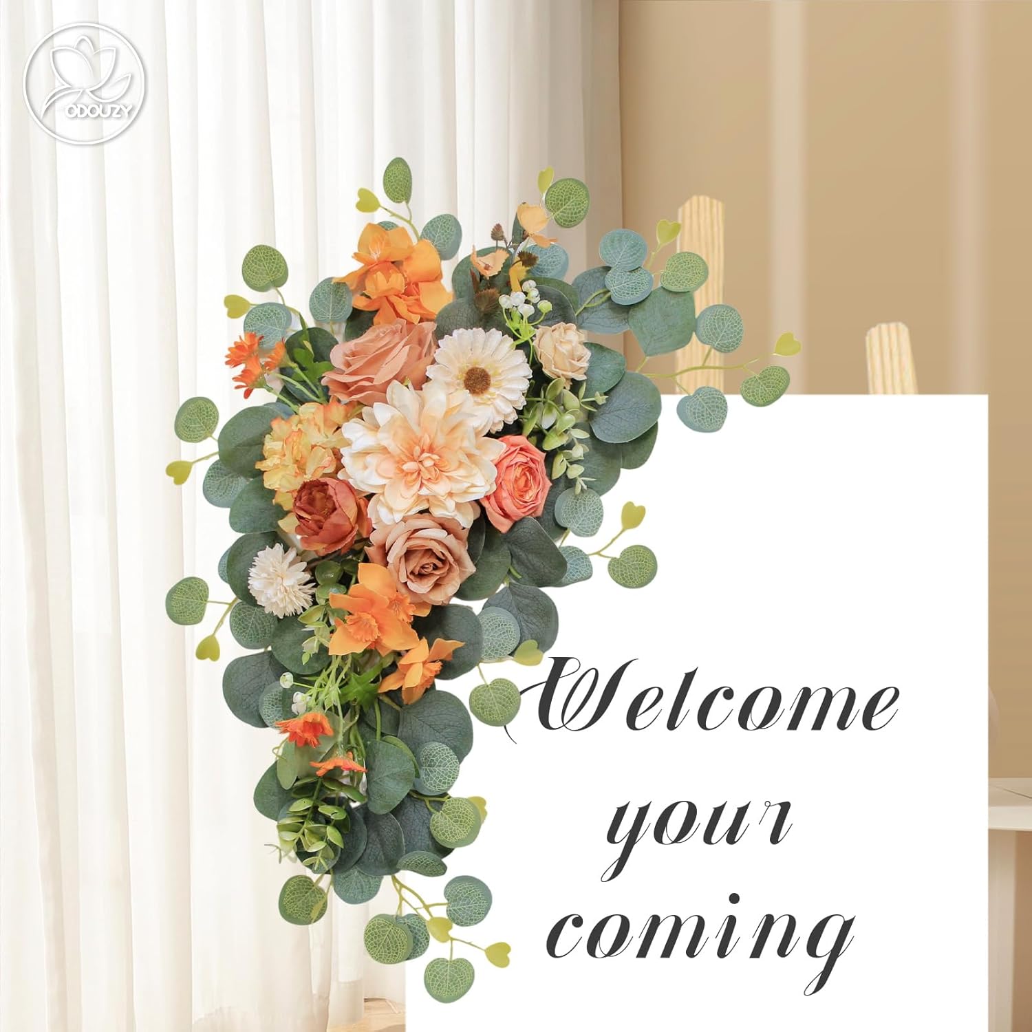 Artificial Wedding Arch Flowers Set of 2 Orange