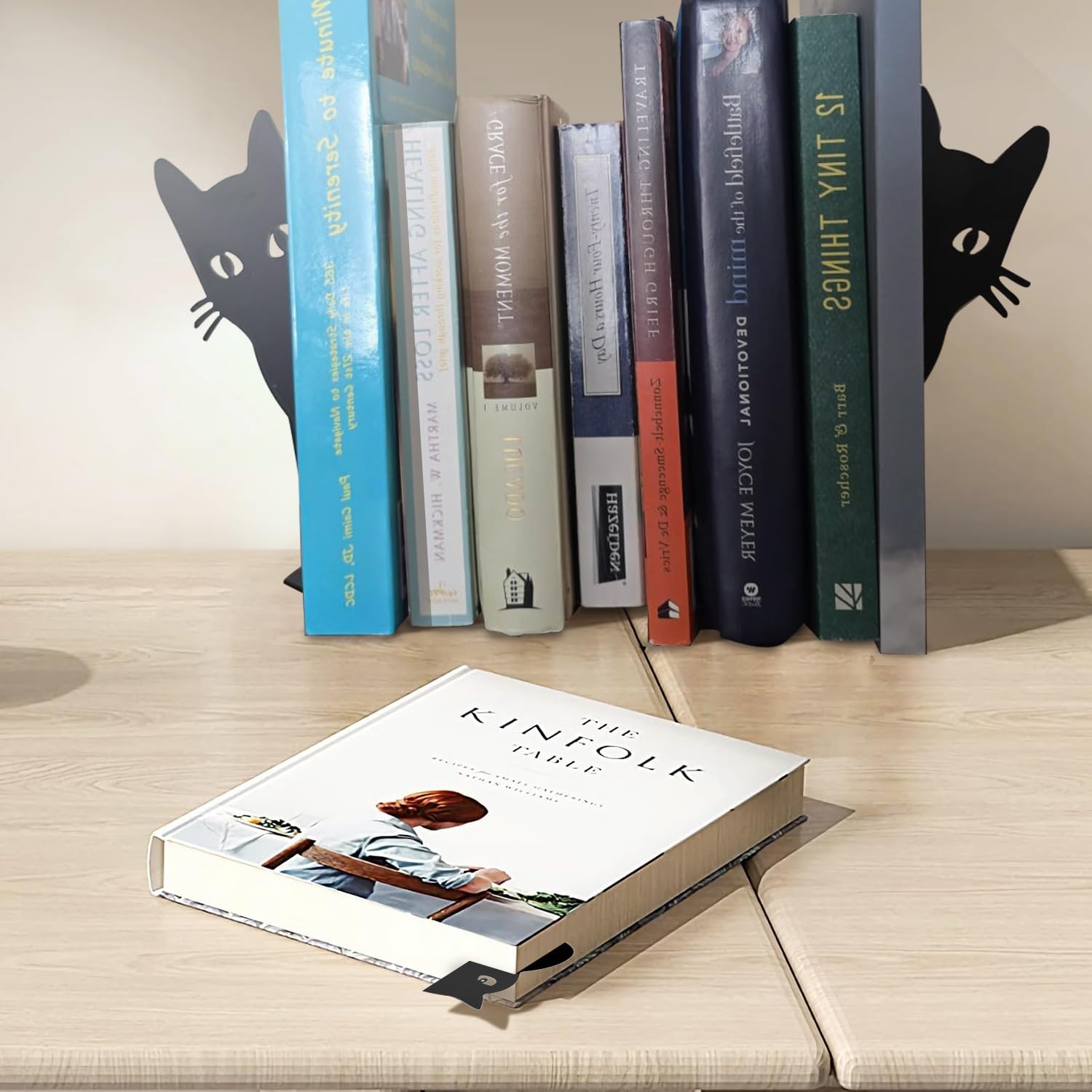 Peeping Cat Metal Bookends for Shelves