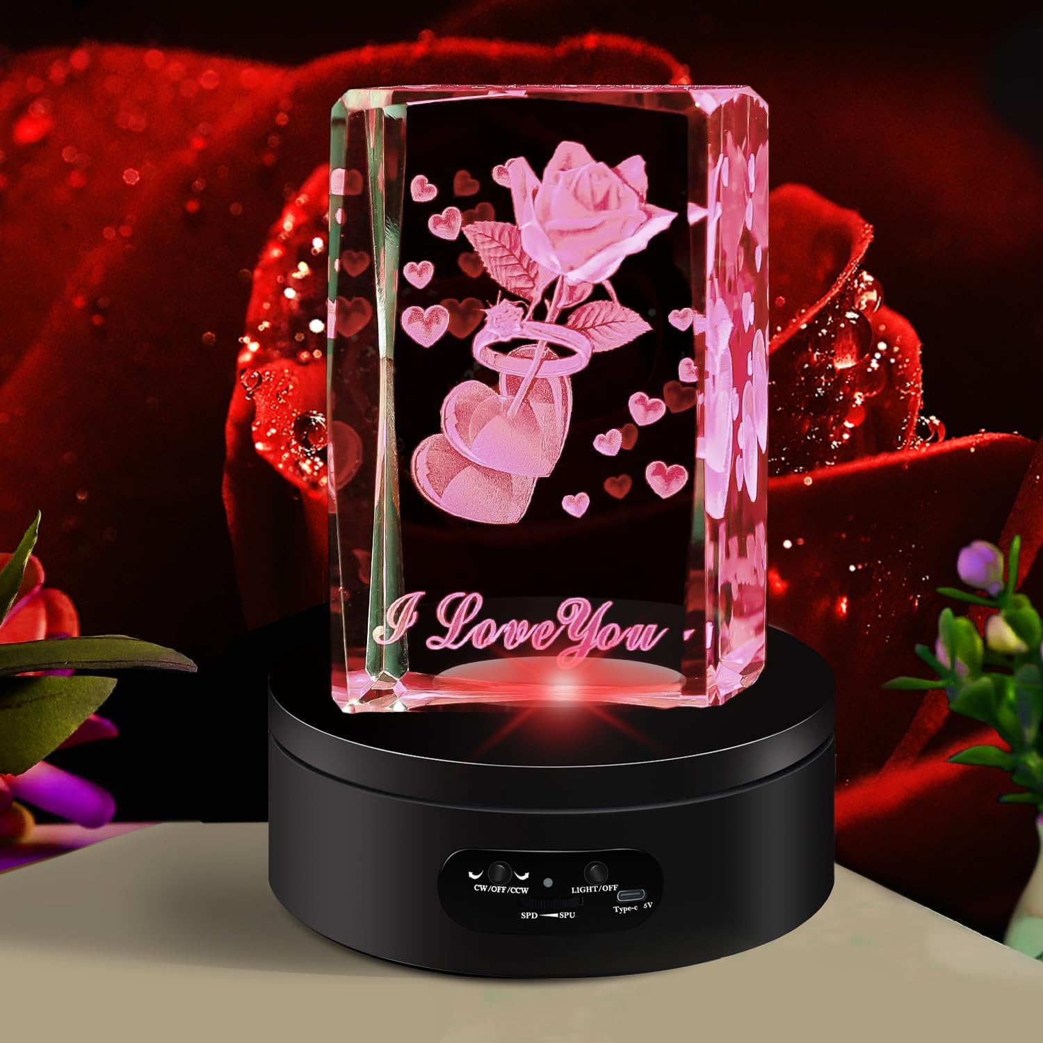 YVV LED Rotating Display Stand with Colorful Lights