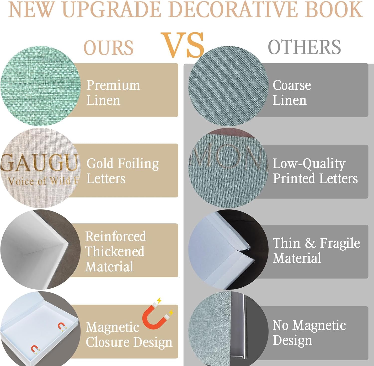 Decorative Books for Home Decor Set of 2 Linen Faux Book Storage Boxes with Wooden Bead Tassel