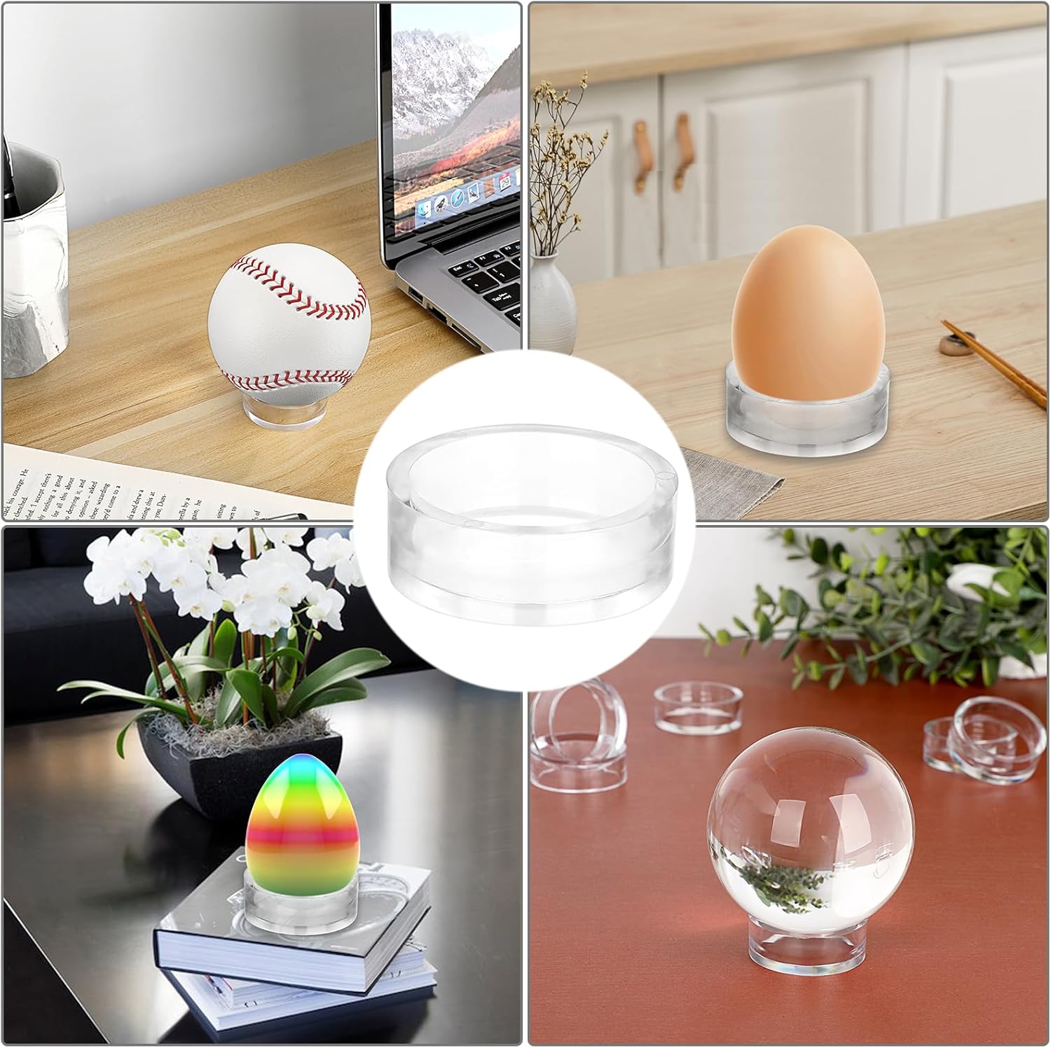 JUXYES 12 Clear Sphere Display Stands for Decorative Balls