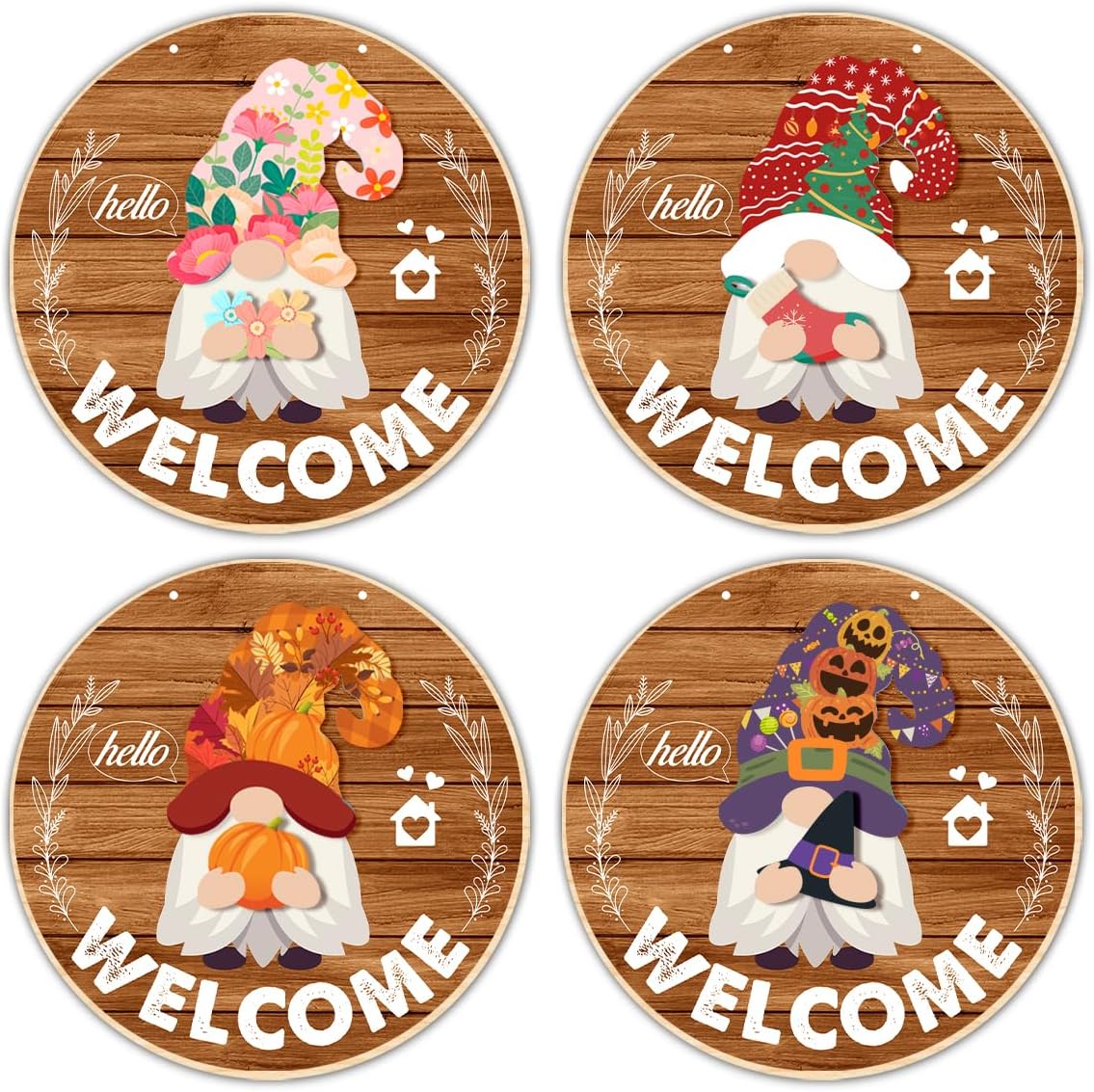 21 Pcs Interchangeable Wooden Gnome Door Decor for All Seasons