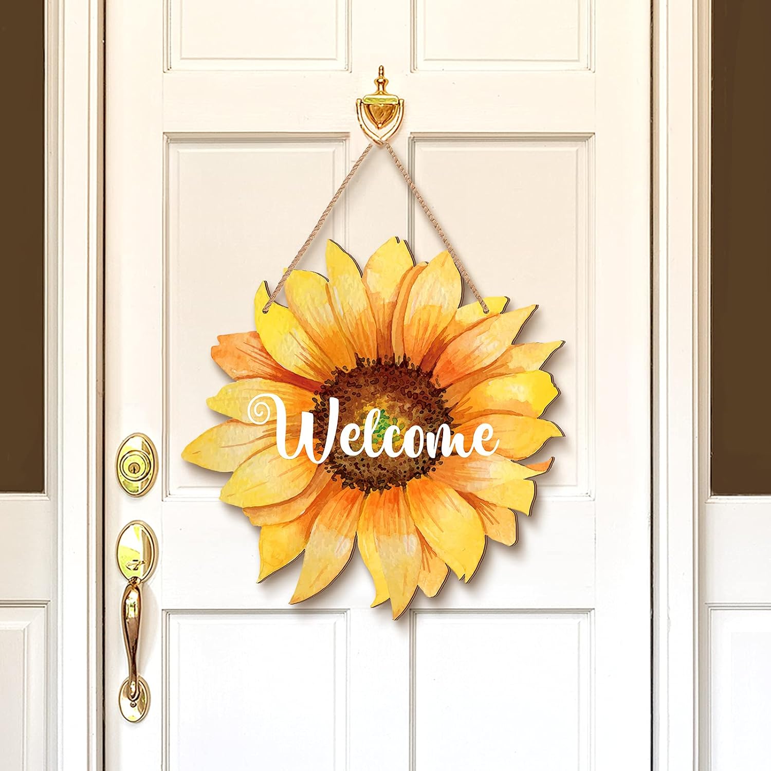Jetec Sunflower Welcome Door Hanger 12 Inches Wood Sign