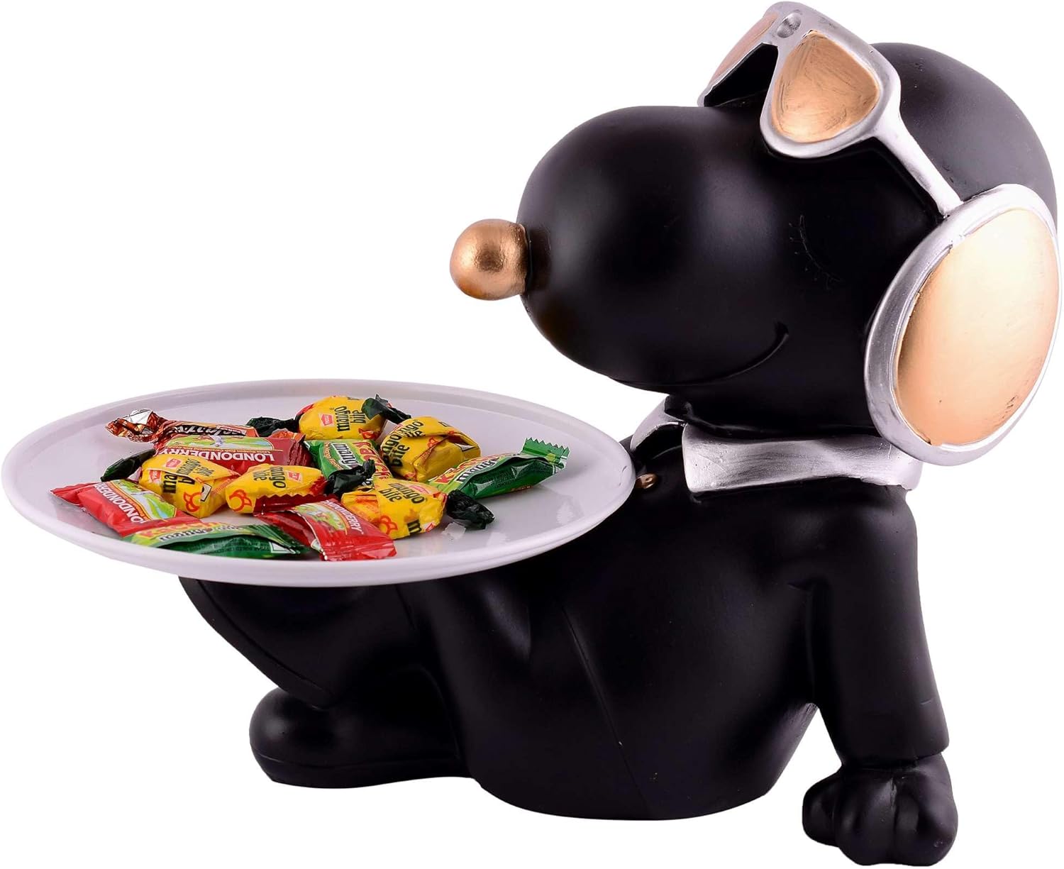 Cute Black Resin Dog Sculpture for Home Decor